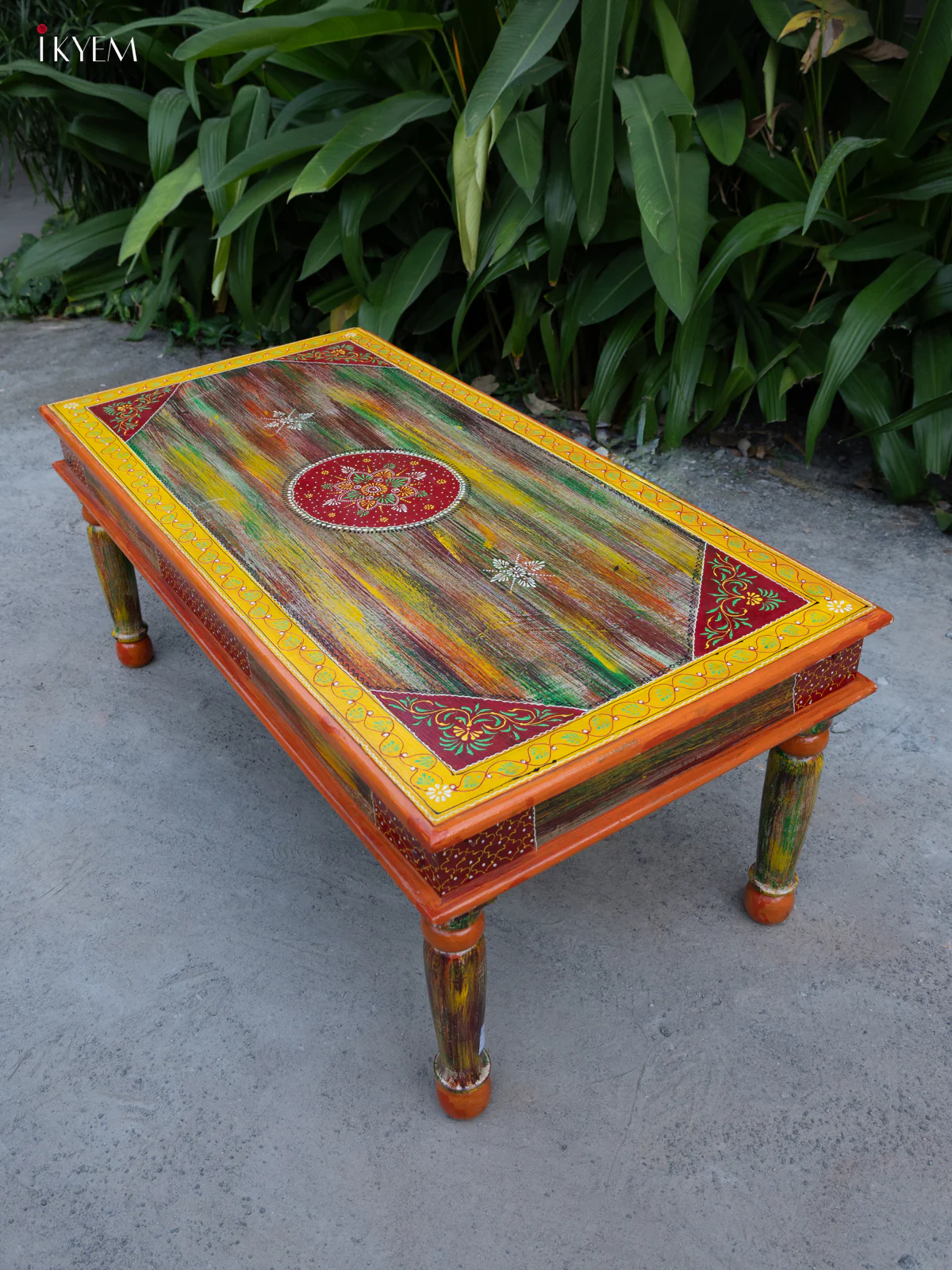 Stylish Rustic Hand-Painted Wooden Table - (20×47) Inches - 4JJ04038 - Image 11