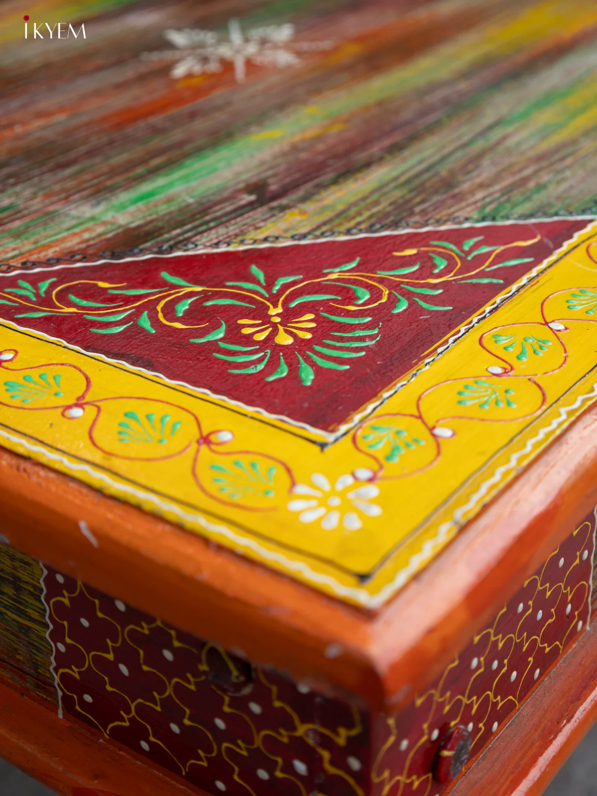 Stylish Rustic Hand-Painted Wooden Table - (20×47) Inches - 4JJ04038 - Image 5