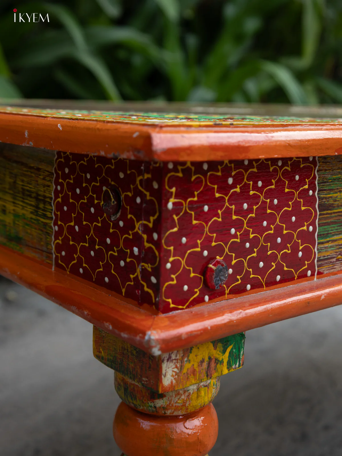 Stylish Rustic Hand-Painted Wooden Table - (20×47) Inches - 4JJ04038 - Image 6