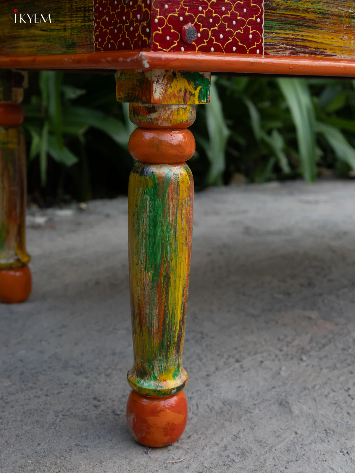 Stylish Rustic Hand-Painted Wooden Table - (20×47) Inches - 4JJ04038 - Image 7