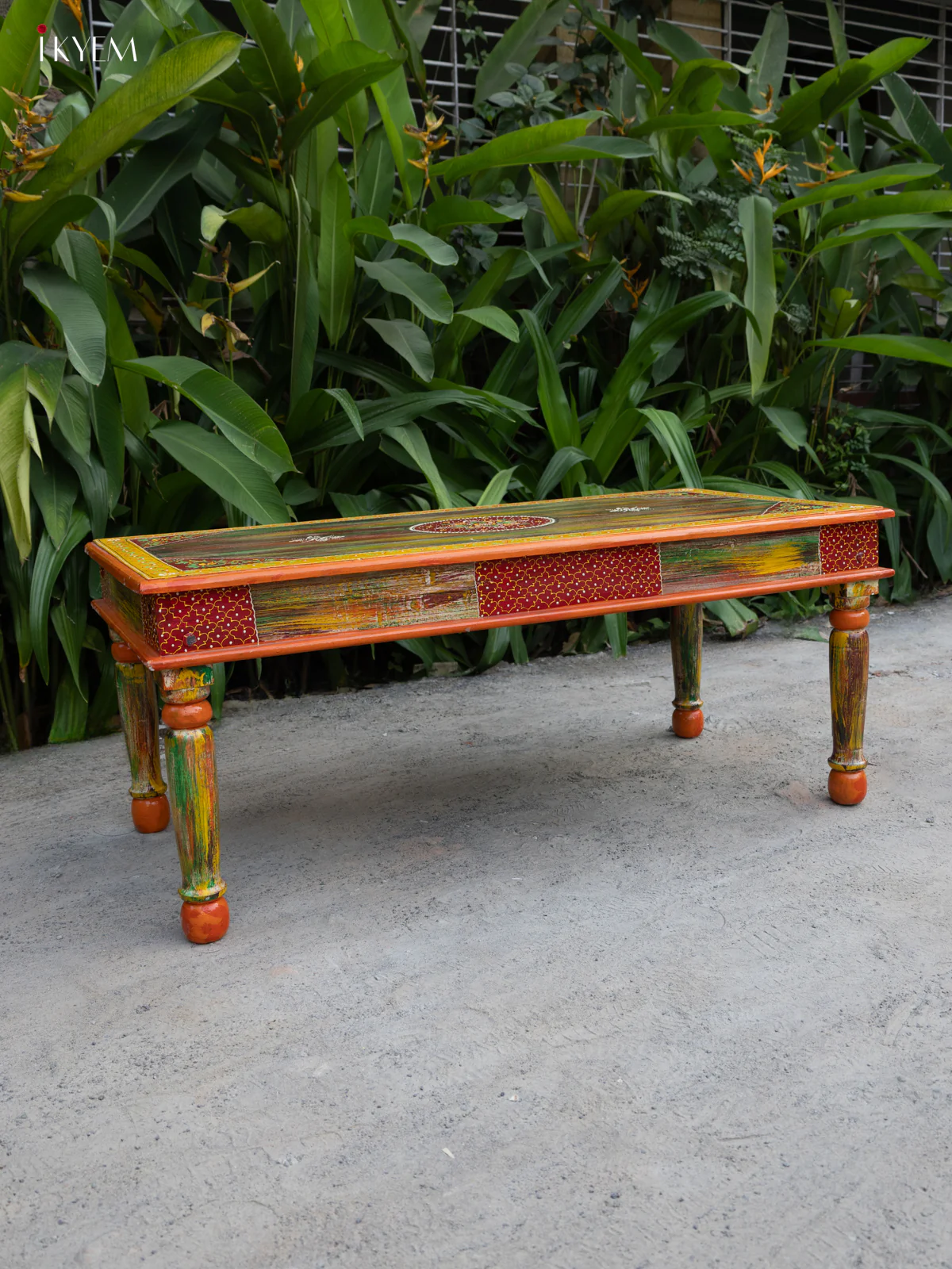 Stylish Rustic Hand-Painted Wooden Table - (20×47) Inches - 4JJ04038 - Image 8