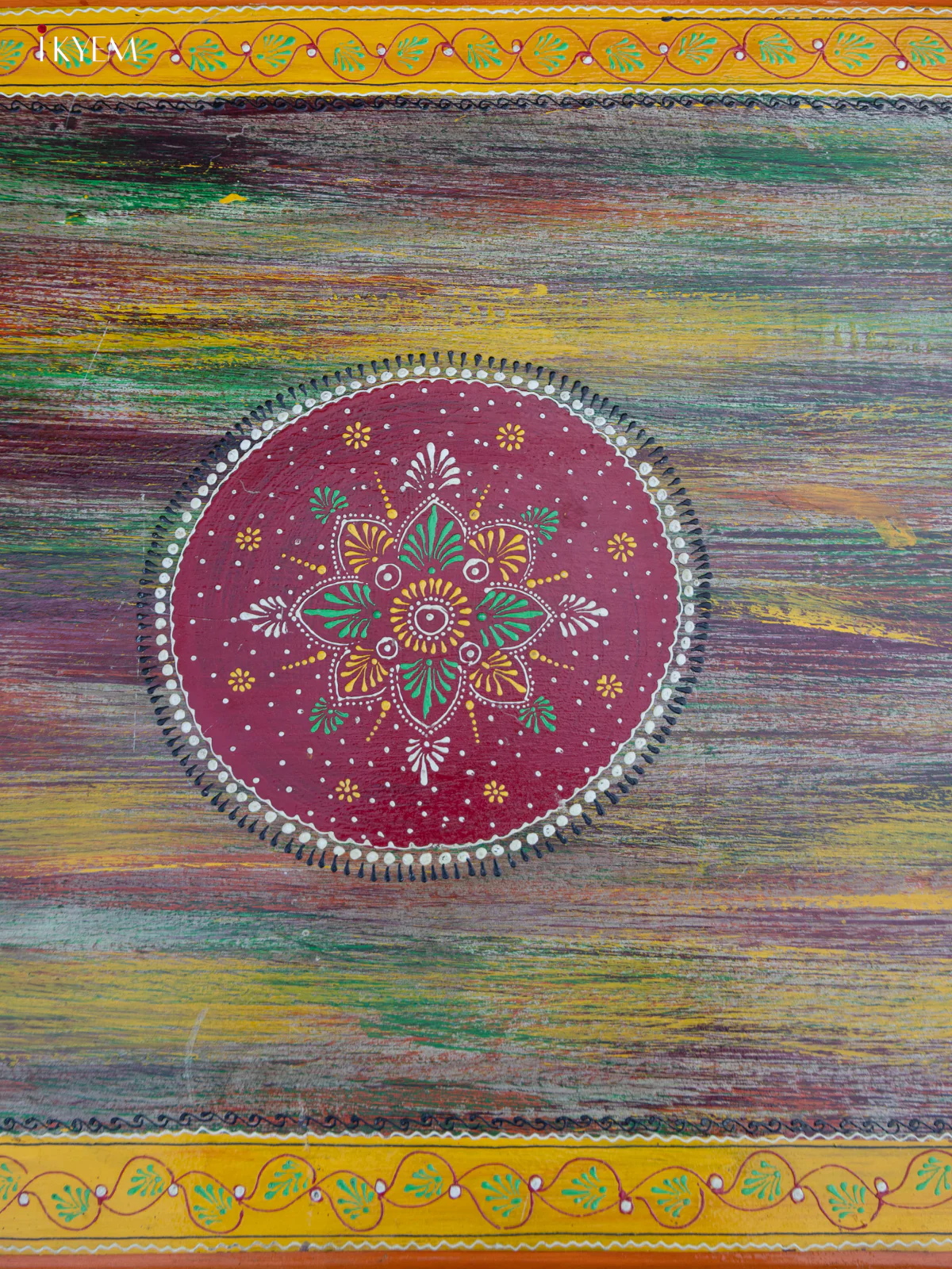 Stylish Rustic Hand-Painted Wooden Table - (20×47) Inches - 4JJ04038 - Image 9