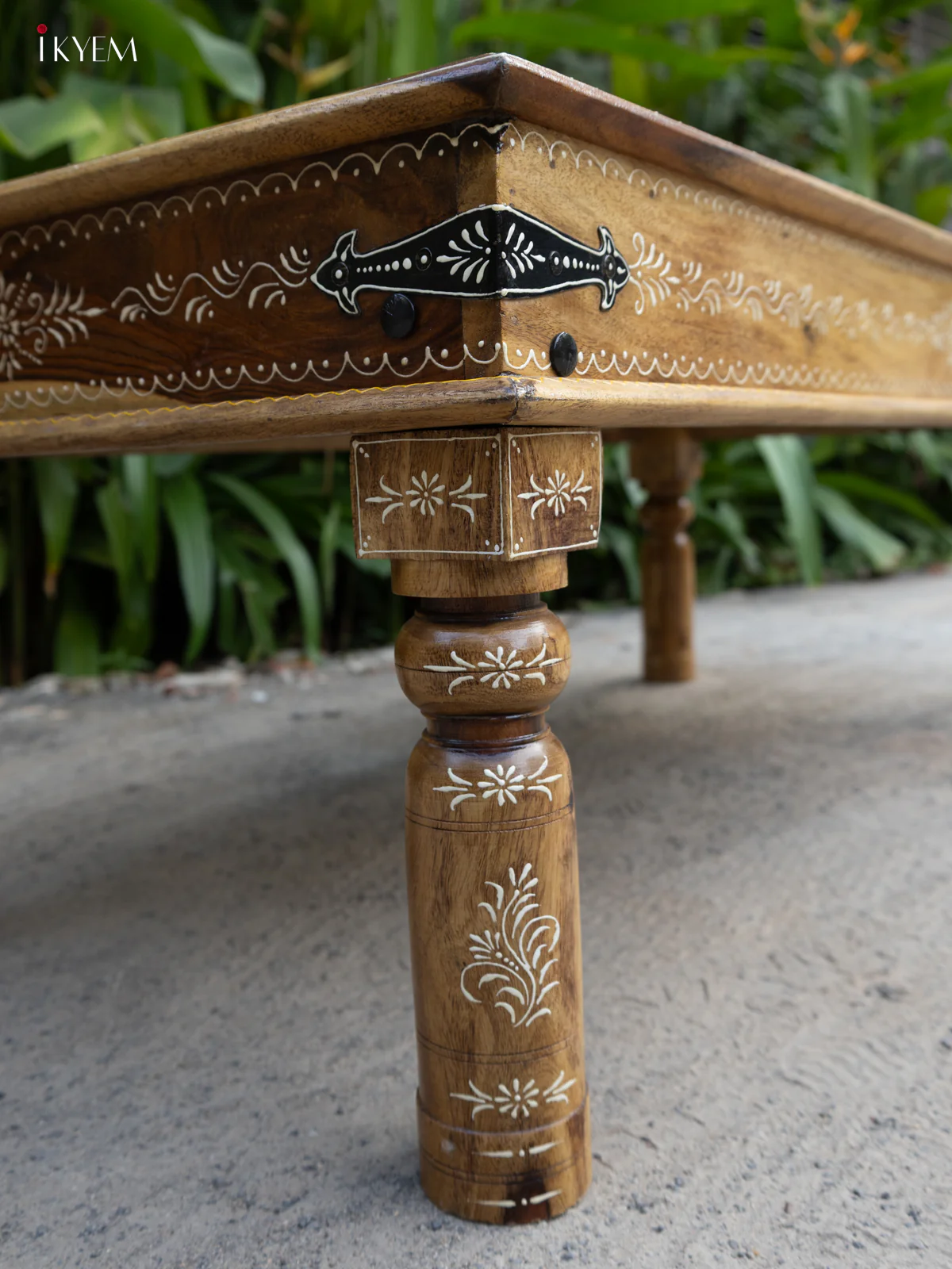 Hand-Painted Wooden Table with Tile Inlay - (17.3× 46.8) Inches - 4JJ04039 - Image 5