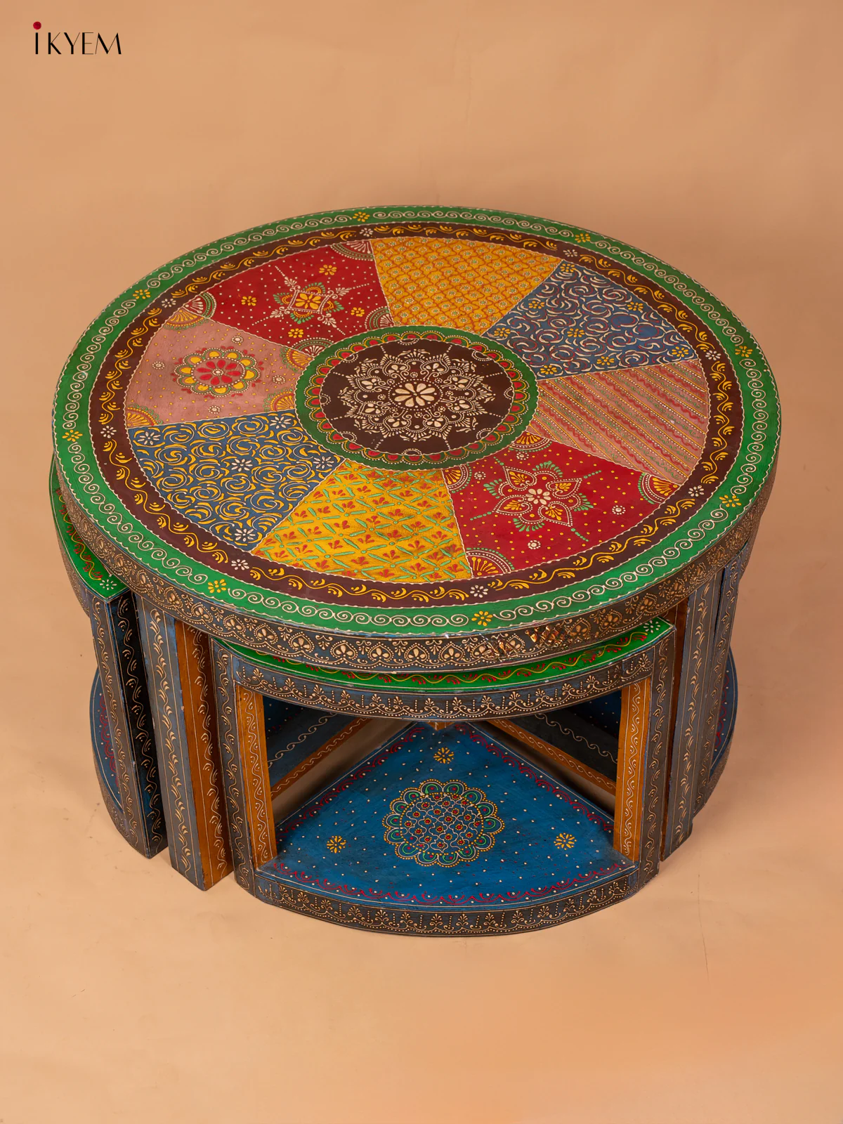Hand Painted Wooden Centre Table with Four-Seater - (20.8×38.2) Inches - 4JJ04042 - Image 4