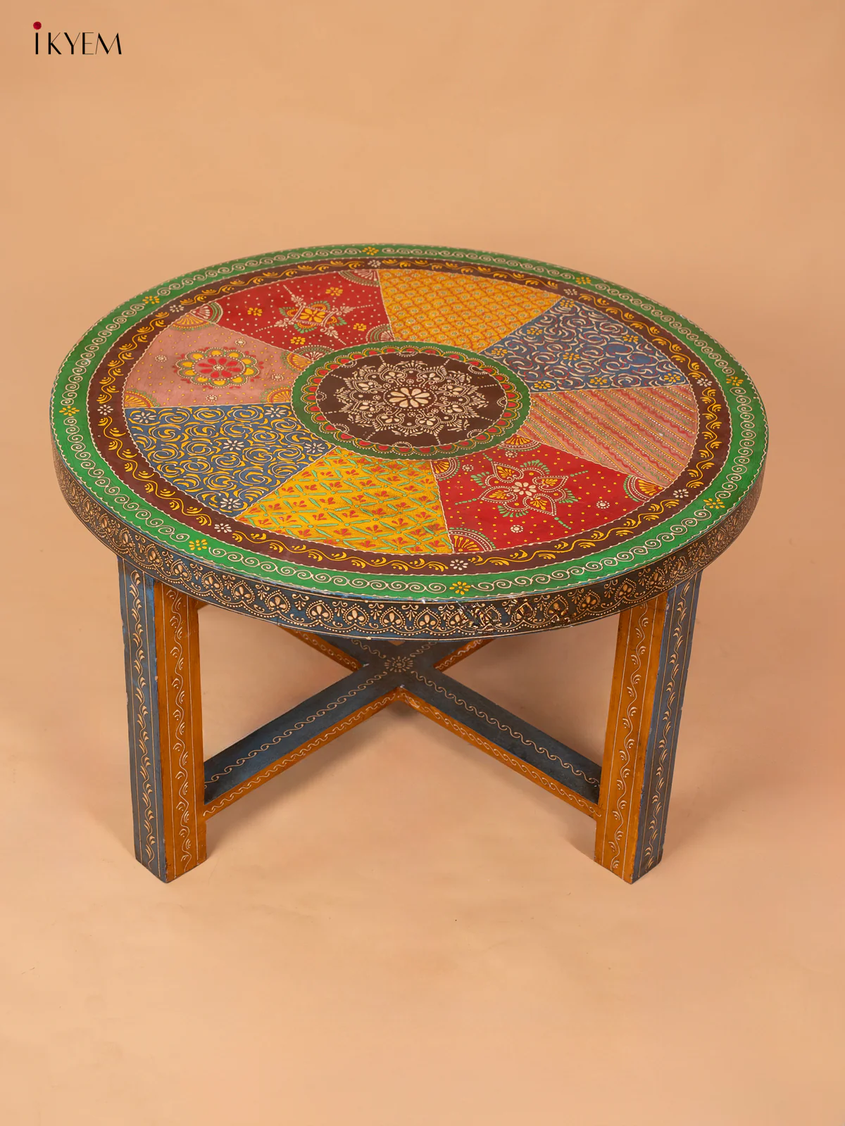 Hand Painted Wooden Centre Table with Four-Seater - (20.8×38.2) Inches - 4JJ04042 - Image 5