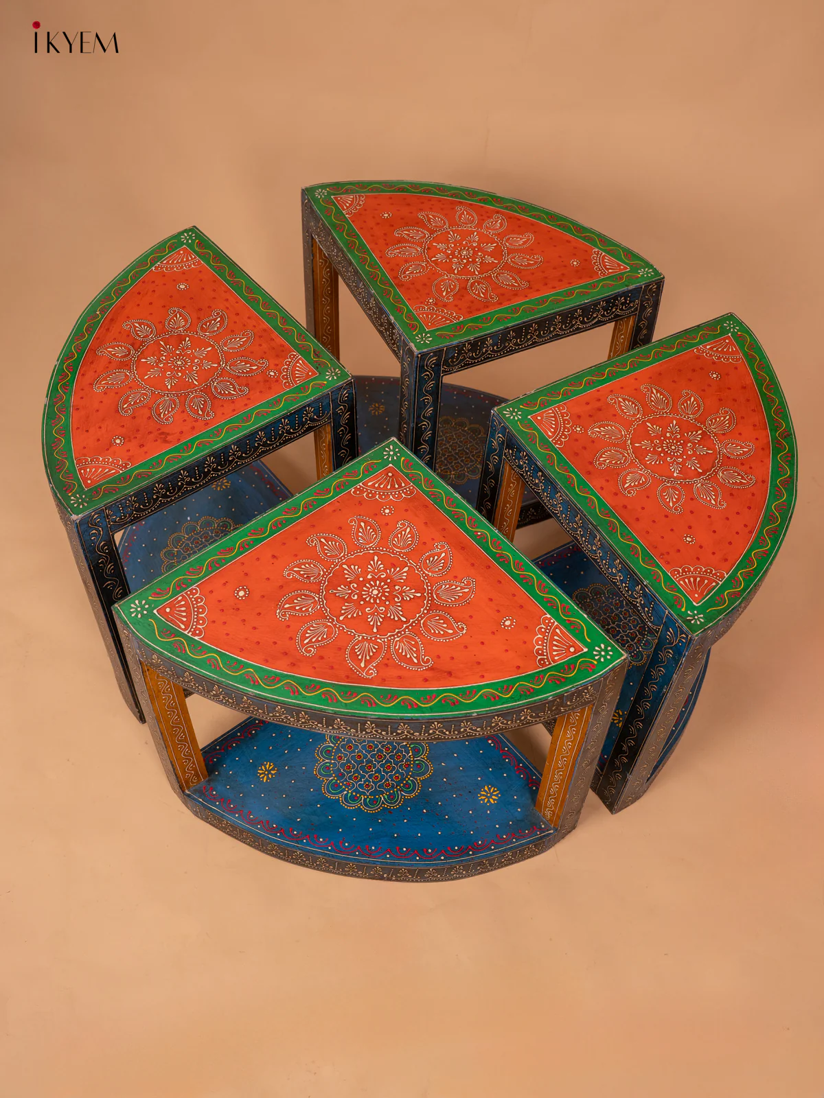 Hand Painted Wooden Centre Table with Four-Seater - (20.8×38.2) Inches - 4JJ04042 - Image 8