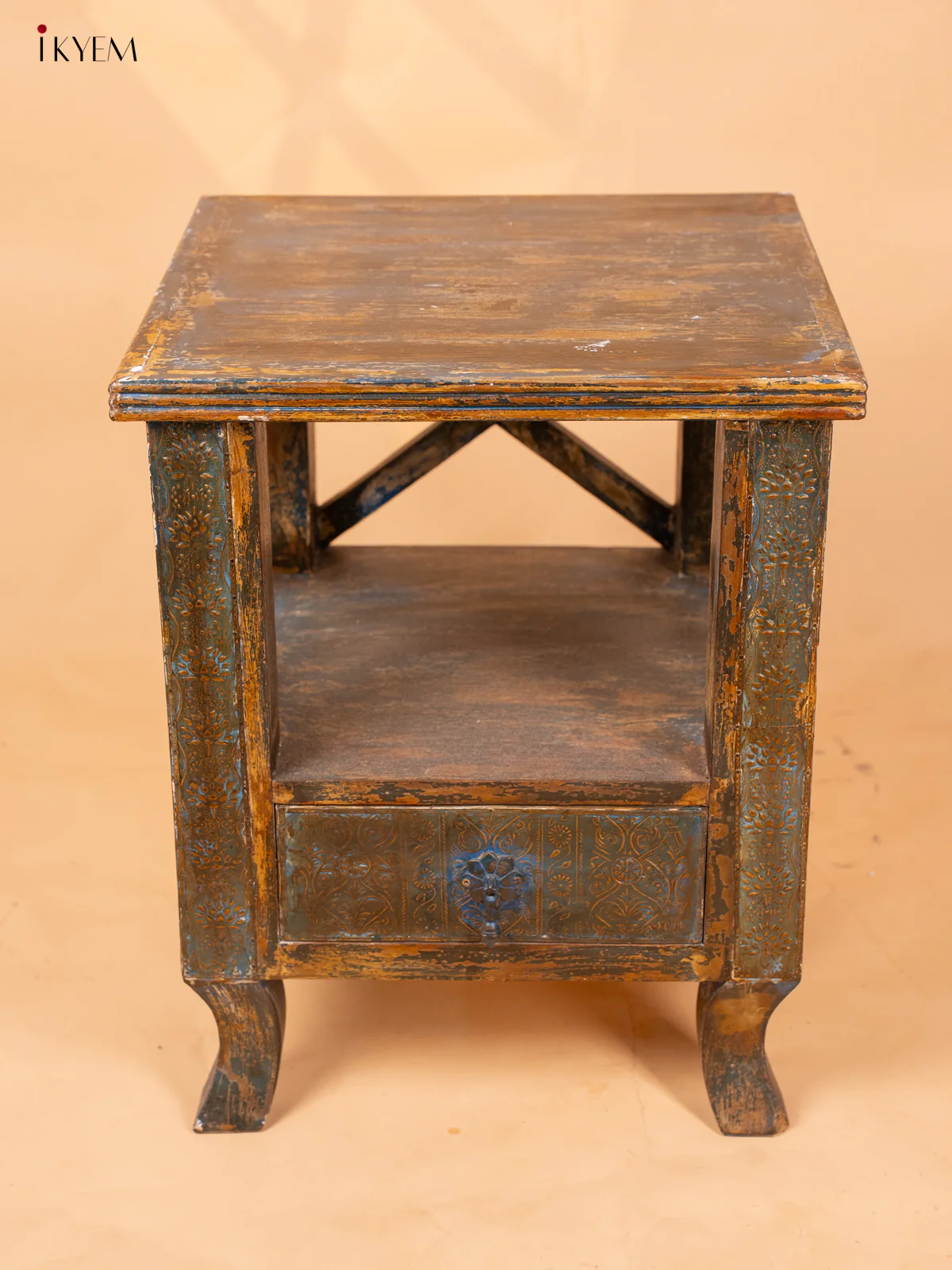 Wooden Table with Drawer - (21.6×17.7) Inches - 4JJ04047