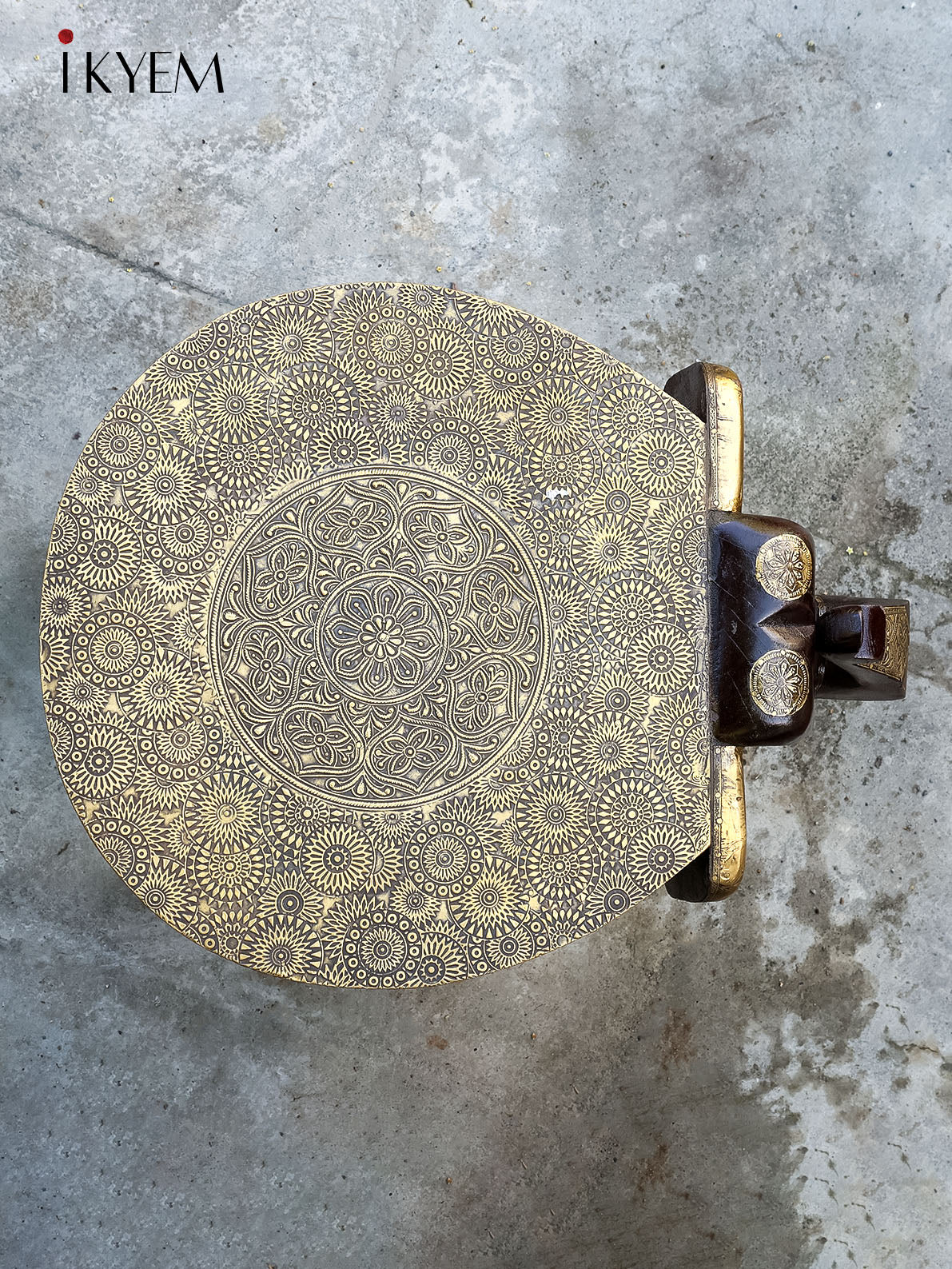 Elephant Shaped Wooden Stool with Brass accent - Image 2