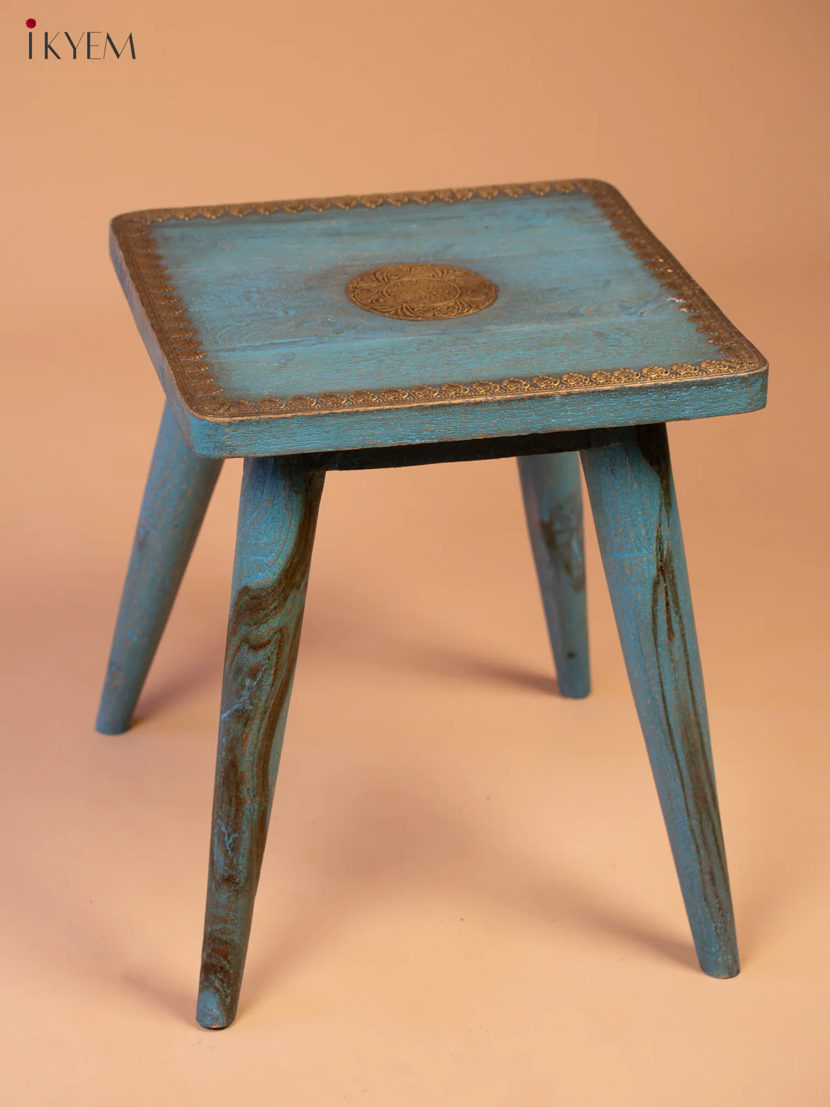 Vintage Side Table With Brass Accents