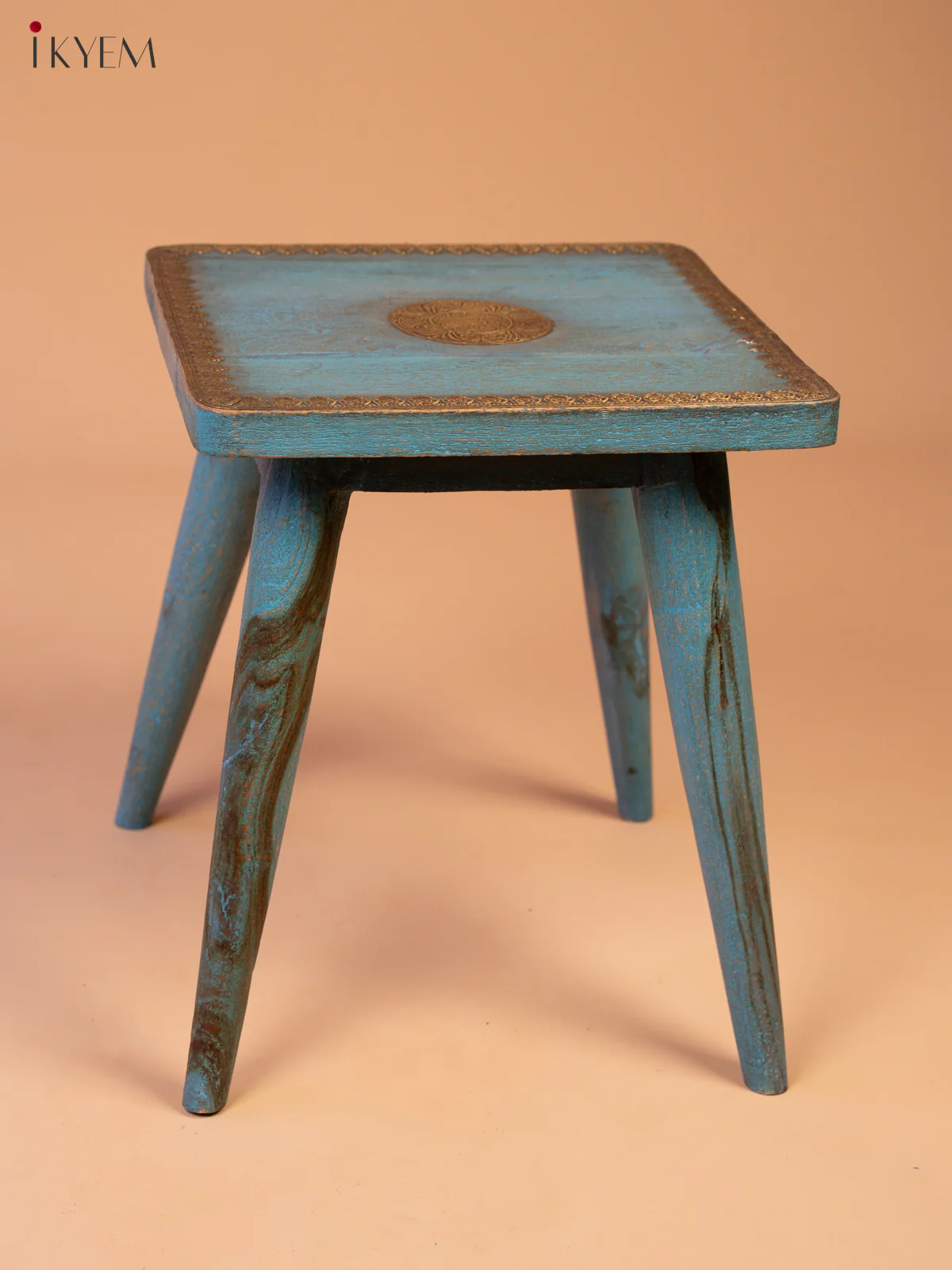 Vintage Side Table With Brass Accents - Image 2