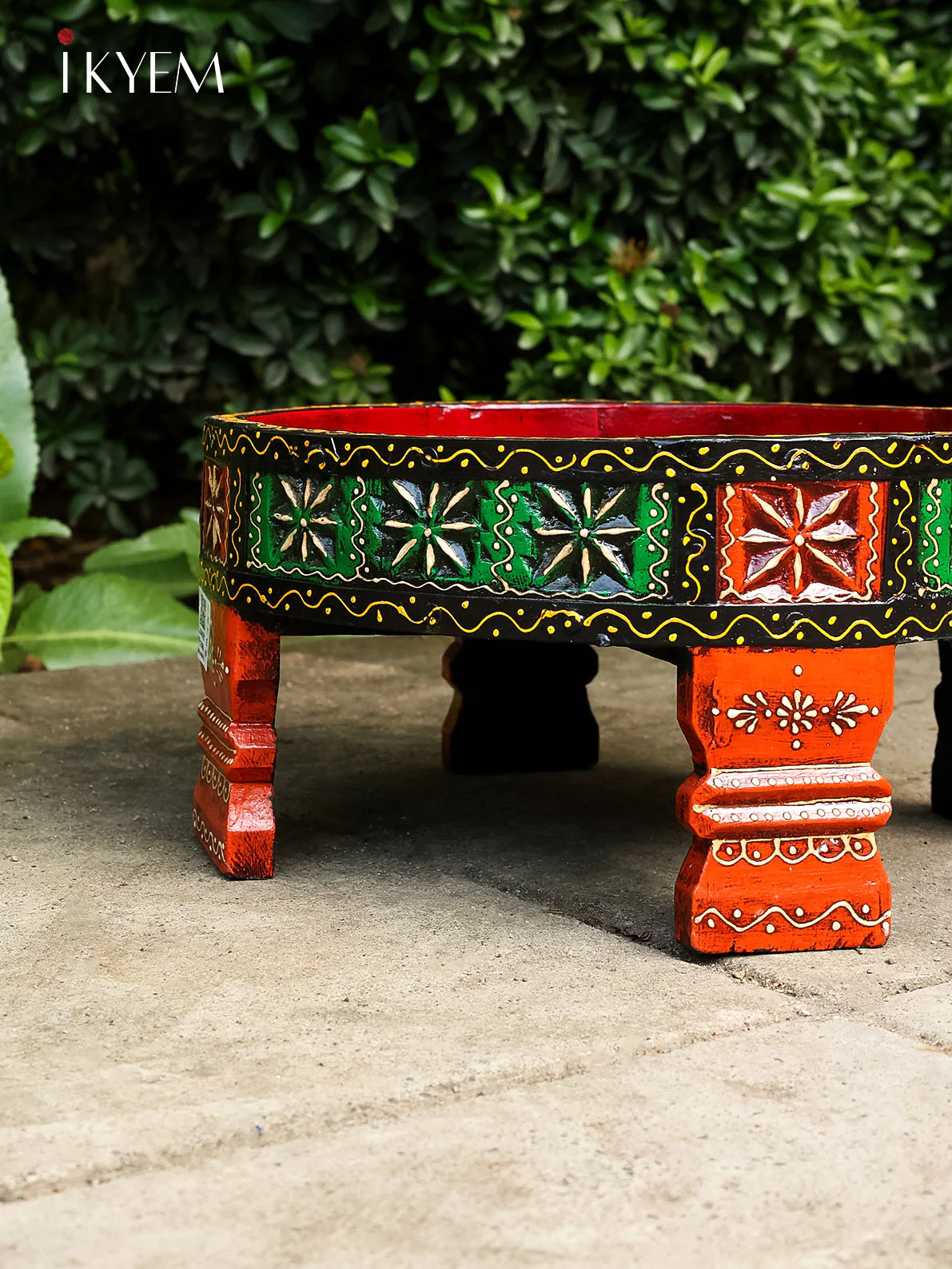 Wooden Chakki Painted Tray Table - Image 2