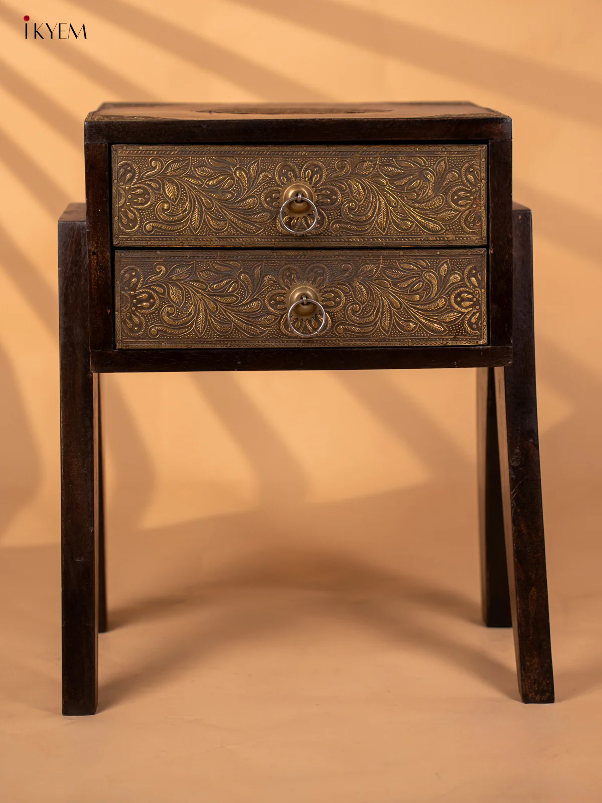 Wooden Brass Fitted Bedside Table - 4JJ04069