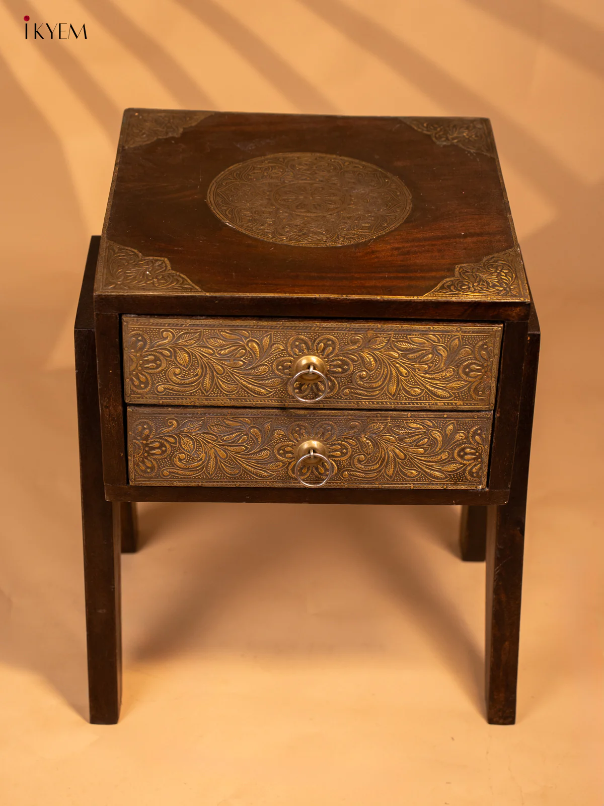 Wooden Brass Fitted Bedside Table - 4JJ04069 - Image 3