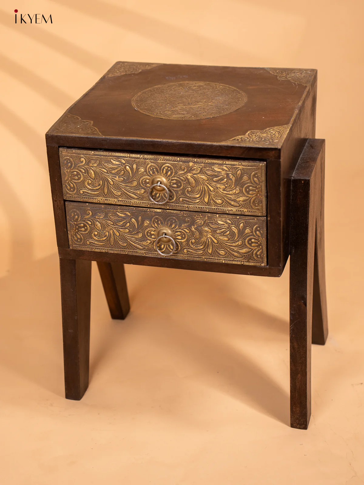 Wooden Brass Fitted Bedside Table - 4JJ04069 - Image 5