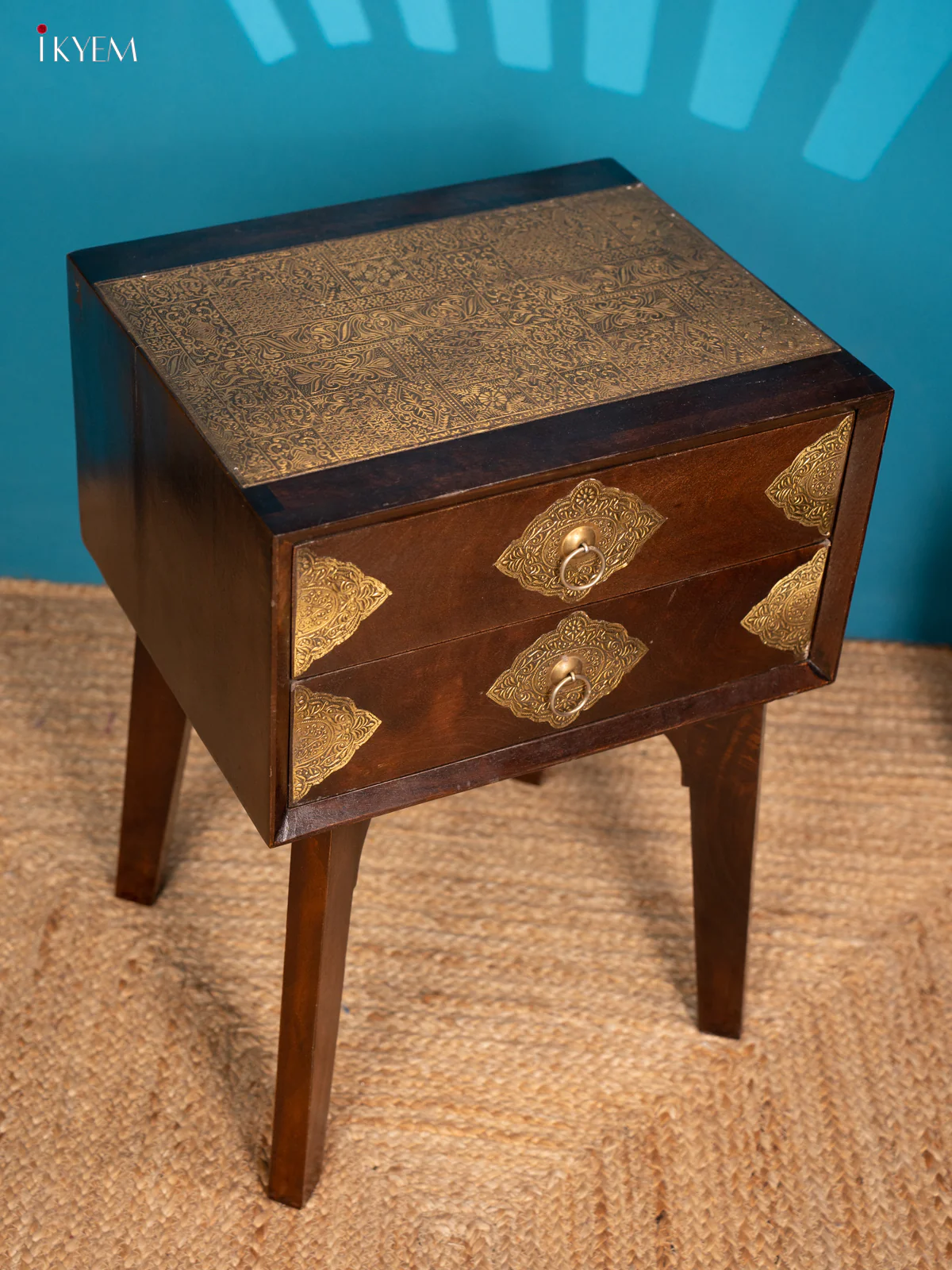 Wooden Brass Fitted Bedside Drawer Table - (23×16) Inch- 4JJ04073 - Image 6