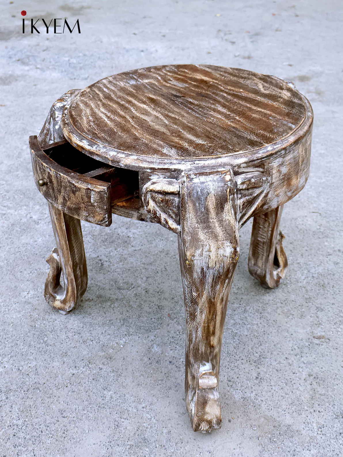 Wooden Elephant Shaped stool with hidden drawer - 18 Inch - 4JJ04079 - Image 2