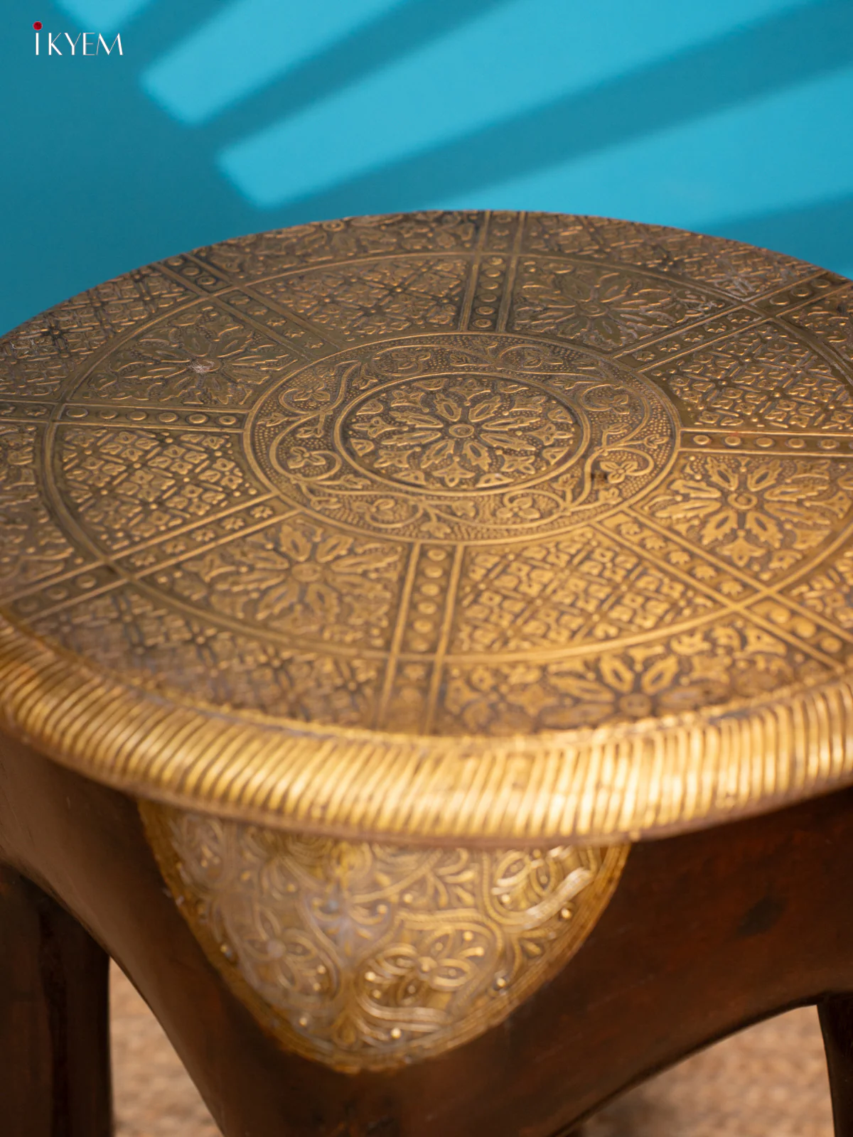 Wooden Brass Fitted Stool - Home Decor - 4JJ04081 - Image 4