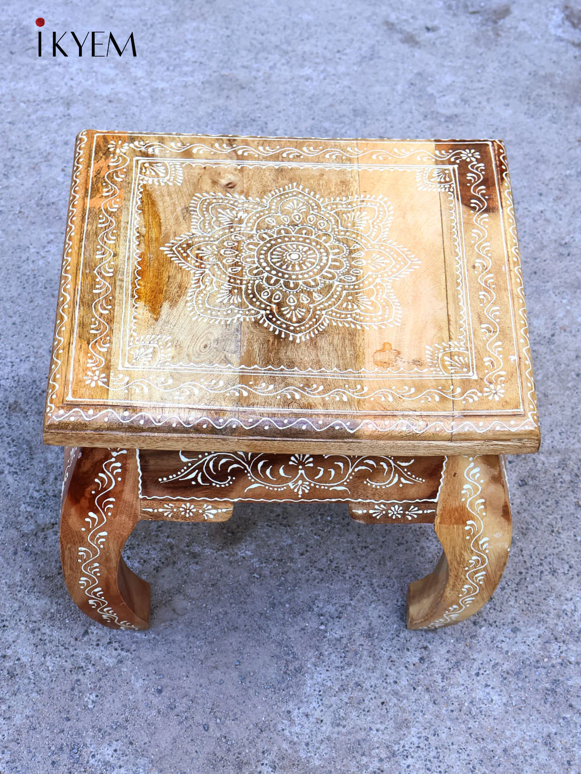 Wooden Hand painted Stool - 13Inch - 4JJ04093