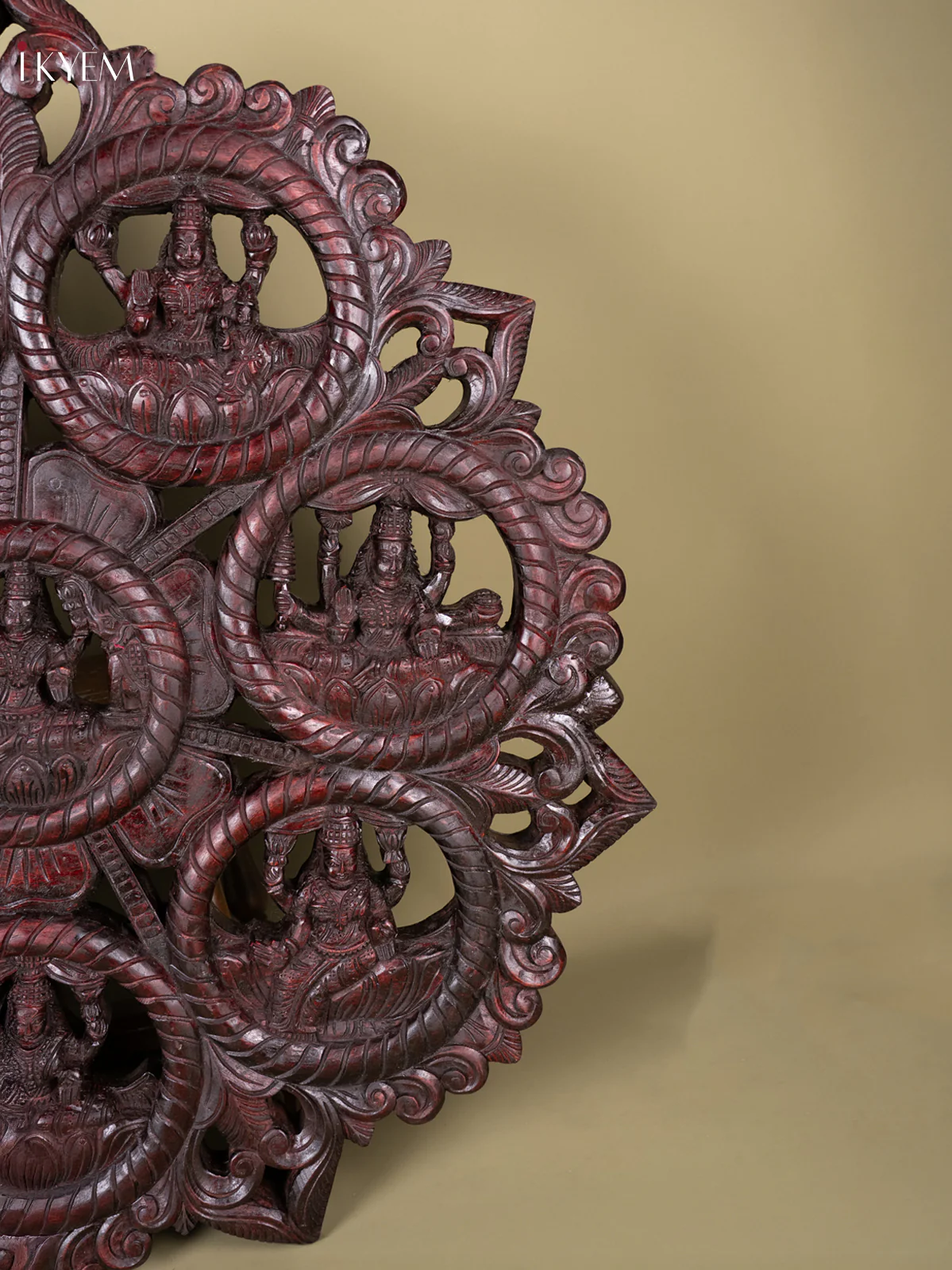 Wooden Ashtalakshmi Circular Panel - (36X36) Inch - AA02112 - Image 3
