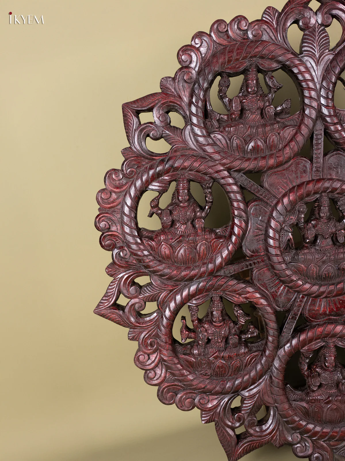 Wooden Ashtalakshmi Circular Panel - (36X36) Inch - AA02112 - Image 4
