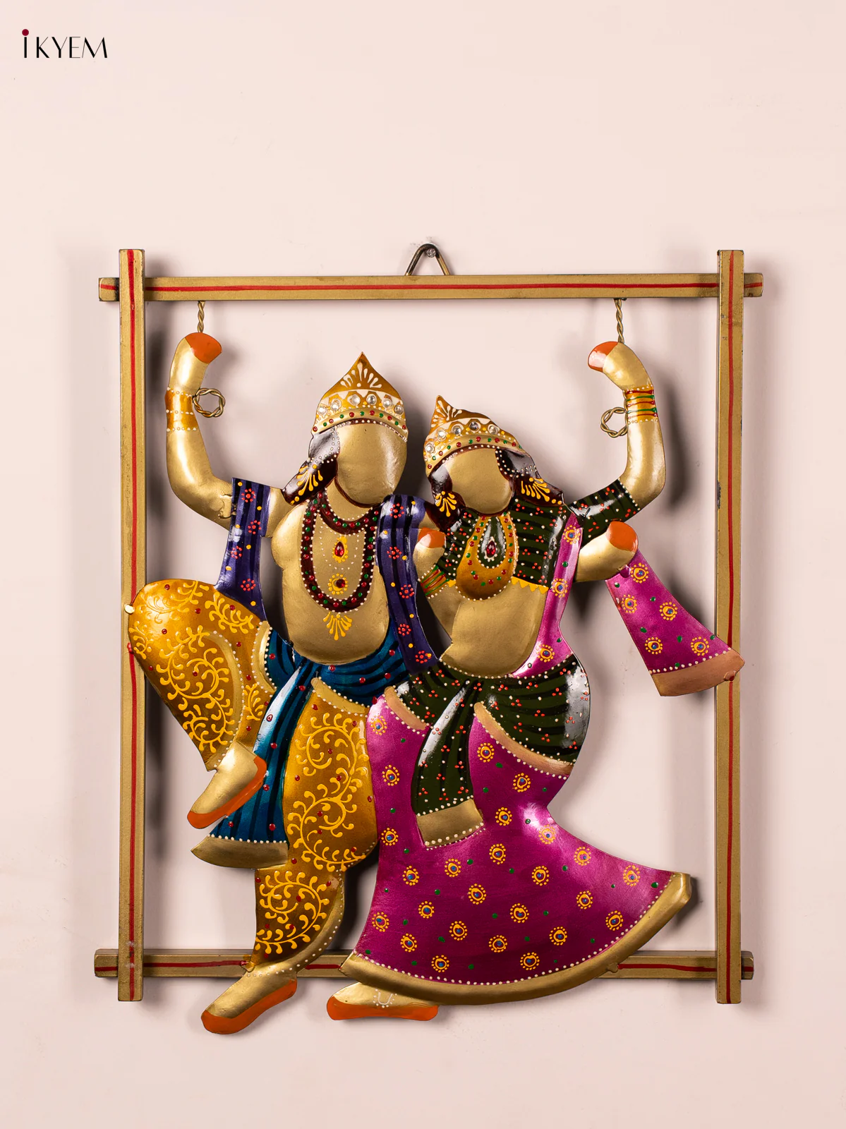 Metal handPainted Radha Krishna wall frame - AA02113