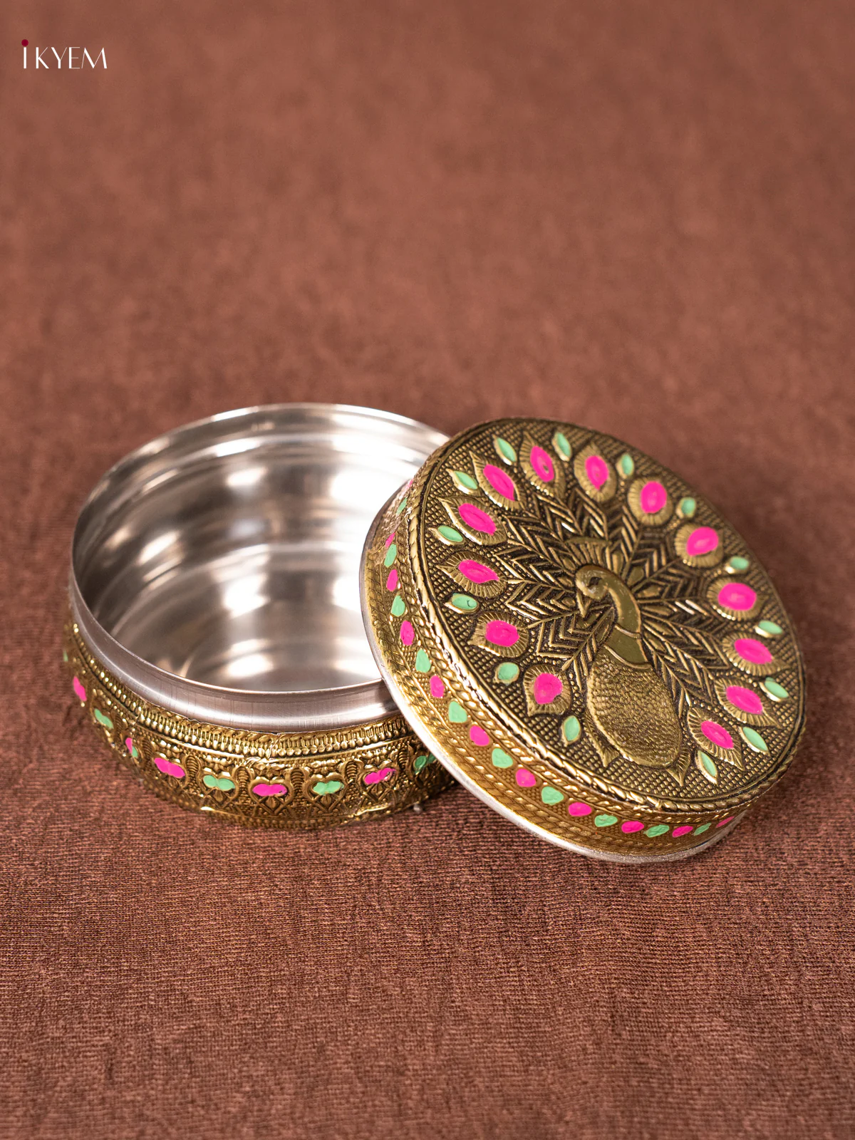 Meenakari Peacock Dabba - (4×4) - AA02130 - Image 2