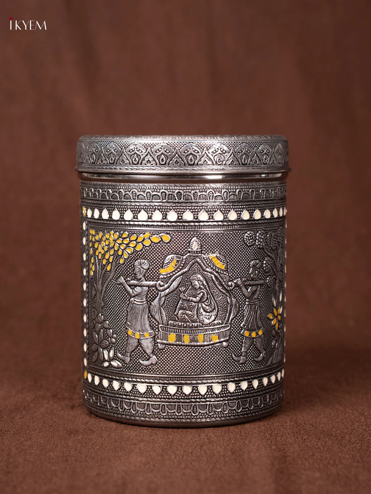 Meenakari Pallakku design Storage Box - 7.5 Inch - AA02132 - Image 3