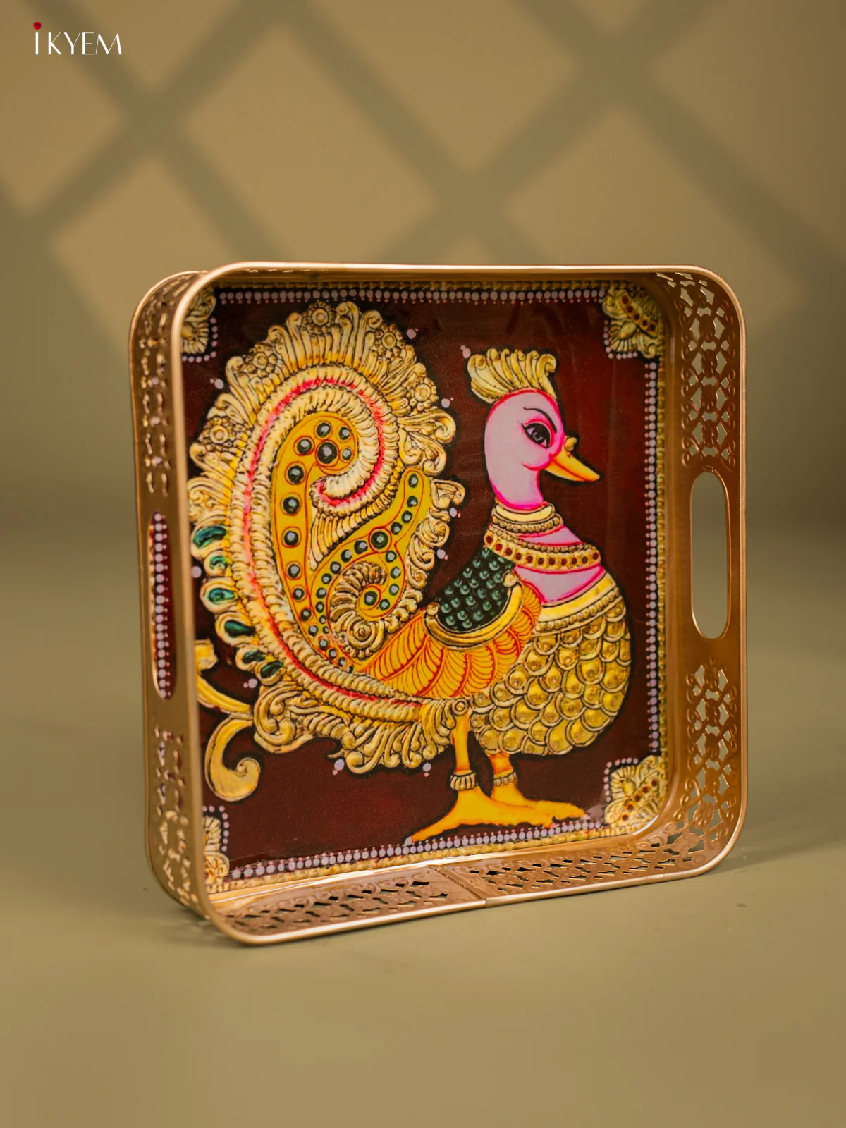 Annapakshi Printed Maroon Colour Square Metal Tray - KF25134 - Image 2
