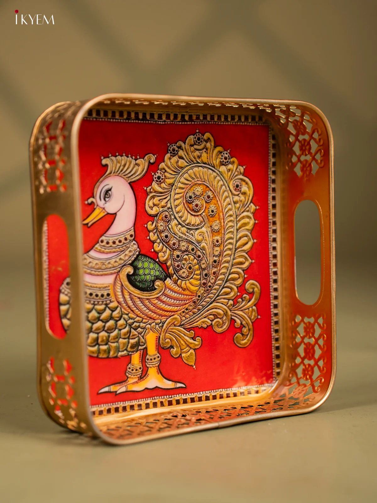 Annapakshi Printed Red Colour Square Metal Tray - KF24192 - Image 2