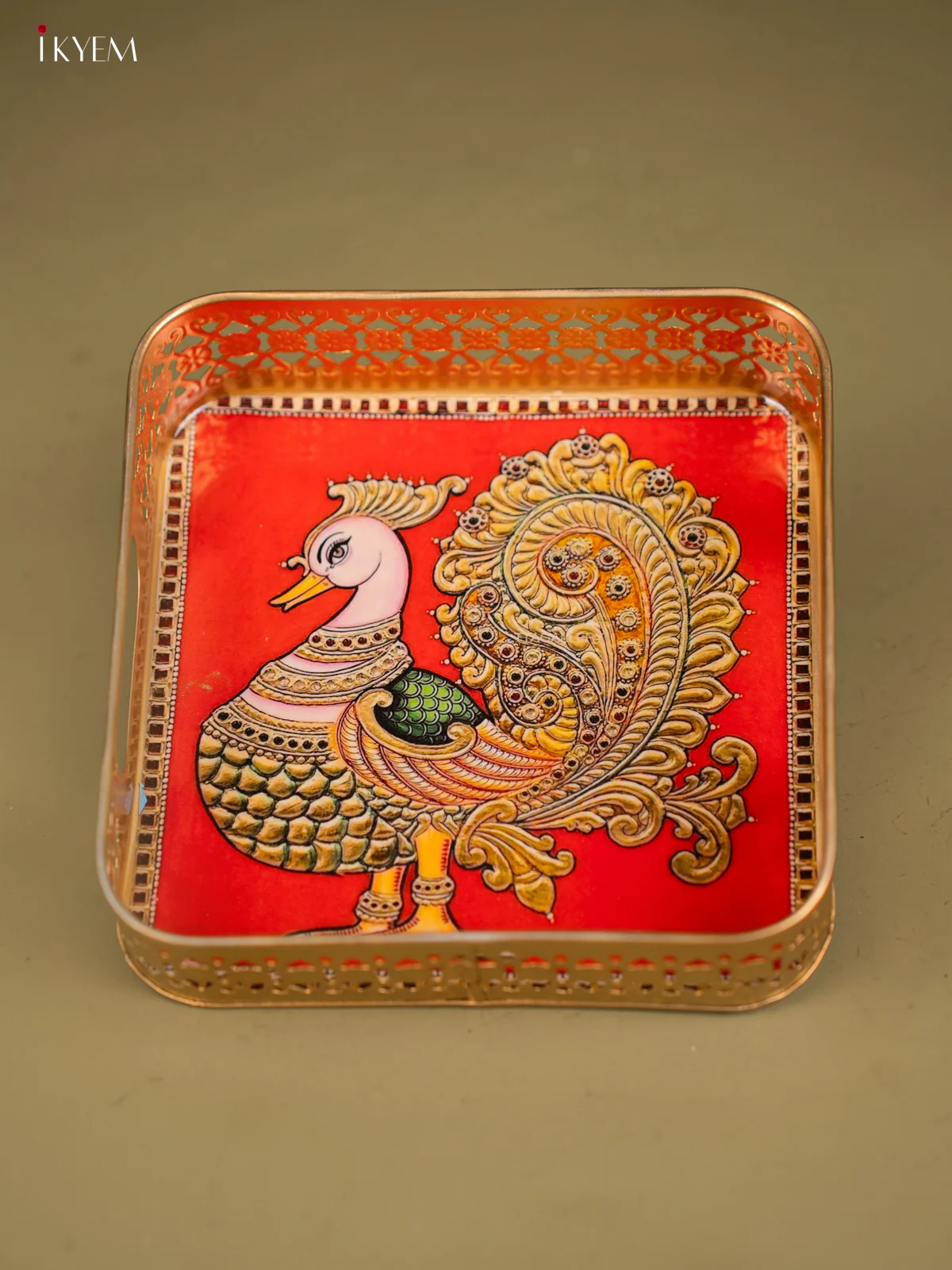 Annapakshi Printed Red Colour Square Metal Tray - KF24192 - Image 4