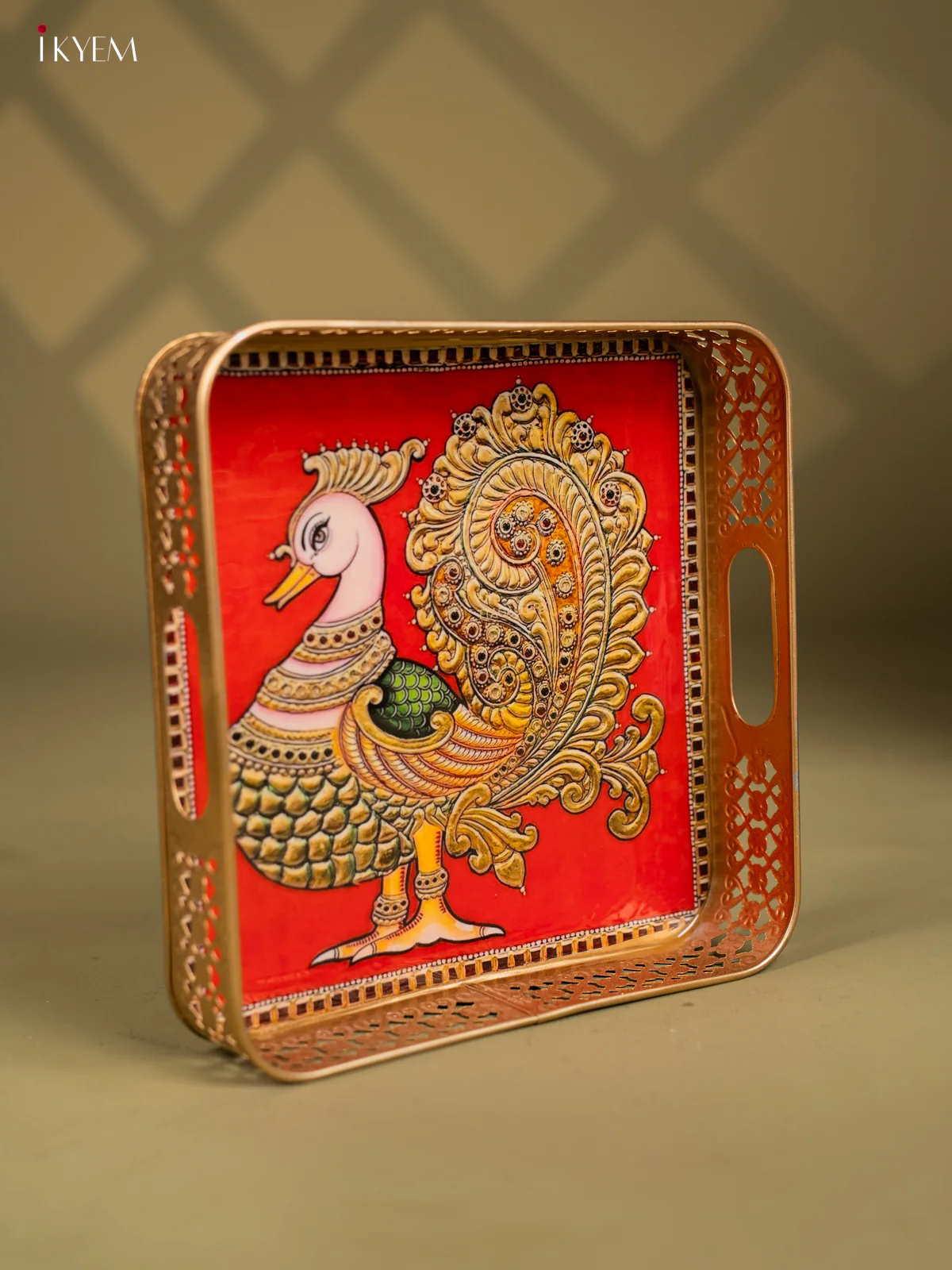 Annapakshi Printed Red Colour Square Metal Tray - KF25132 - Image 2