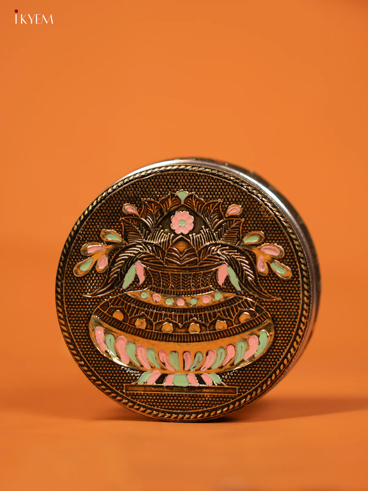 Kalasam Design Oxidised Meenakari Steel Dabba - (4×4) Inch - KF06122 - Image 2