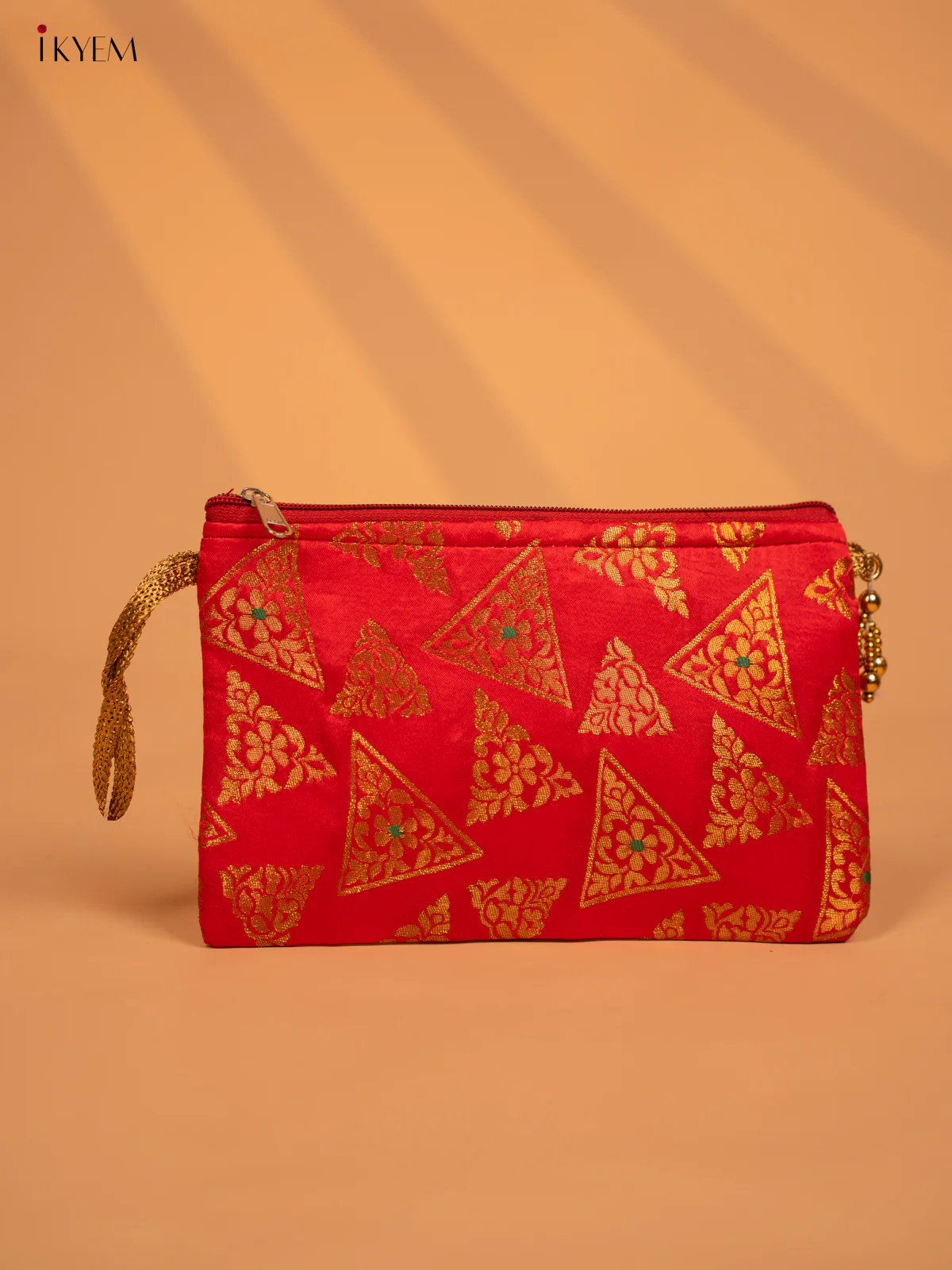 Elegant Light Green Brocade Purse with Gold Motifs - KD09119 - Image 2