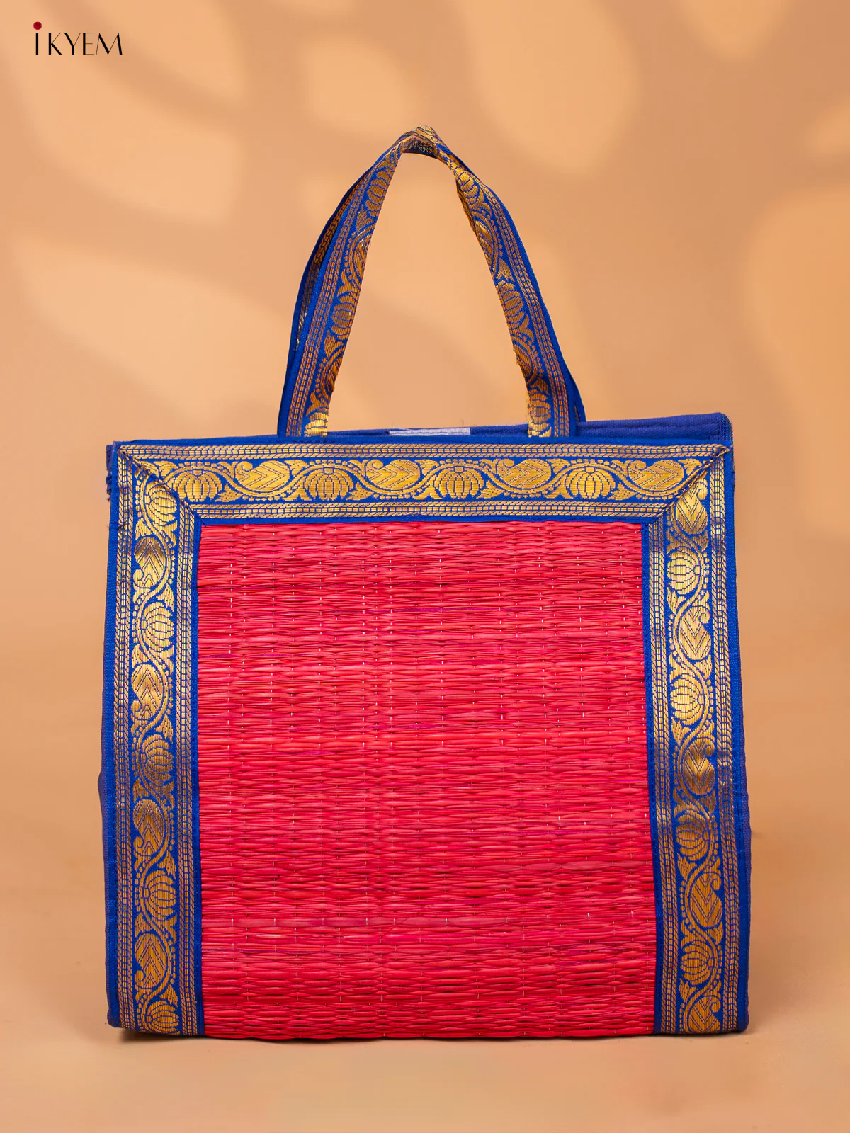 Handwoven Korai Grass Bags with Banarasi Borders - KB11121 - Image 4