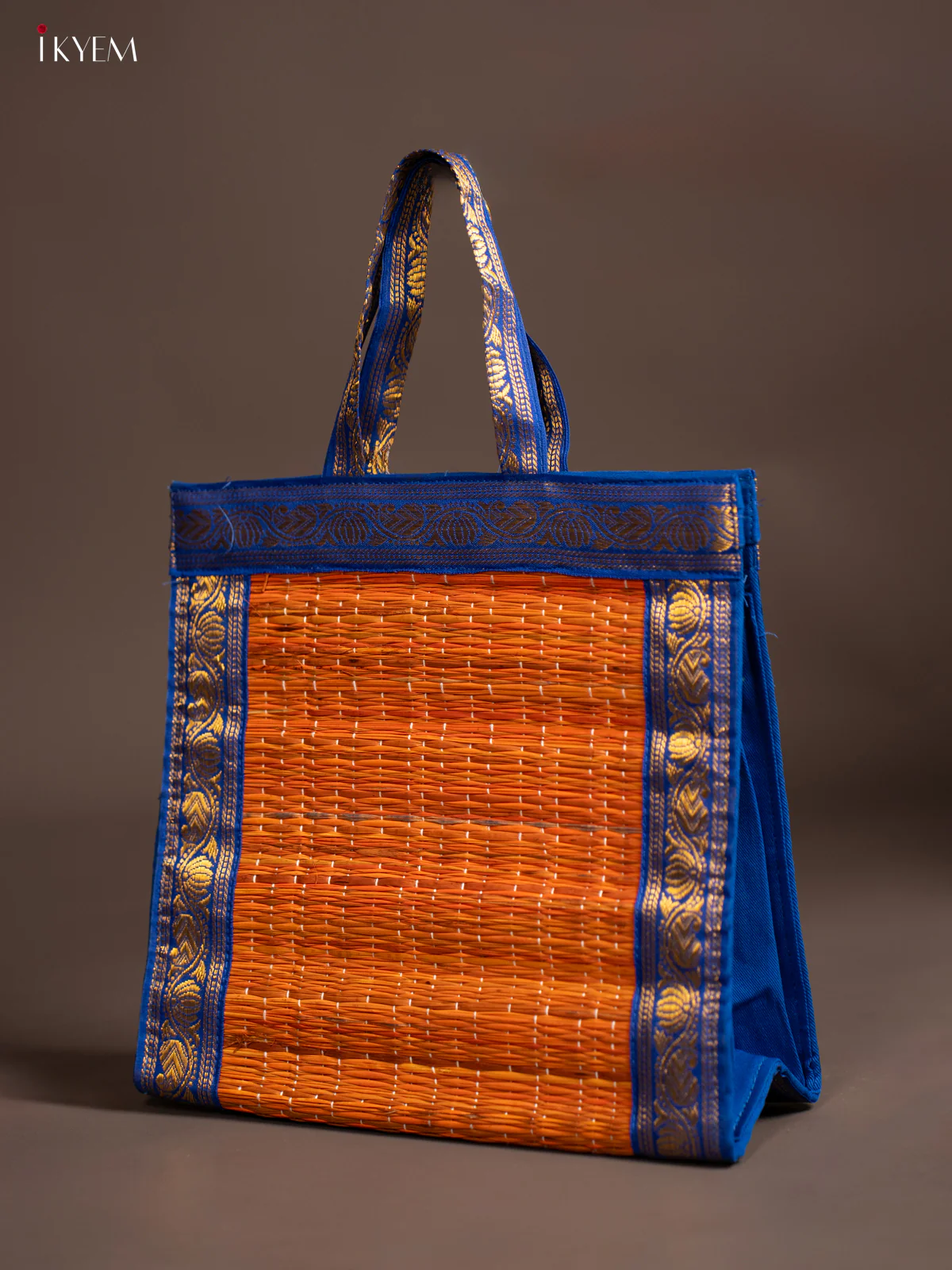 Handwoven Korai Grass Bags with Banarasi Borders - KB11121 - Image 9