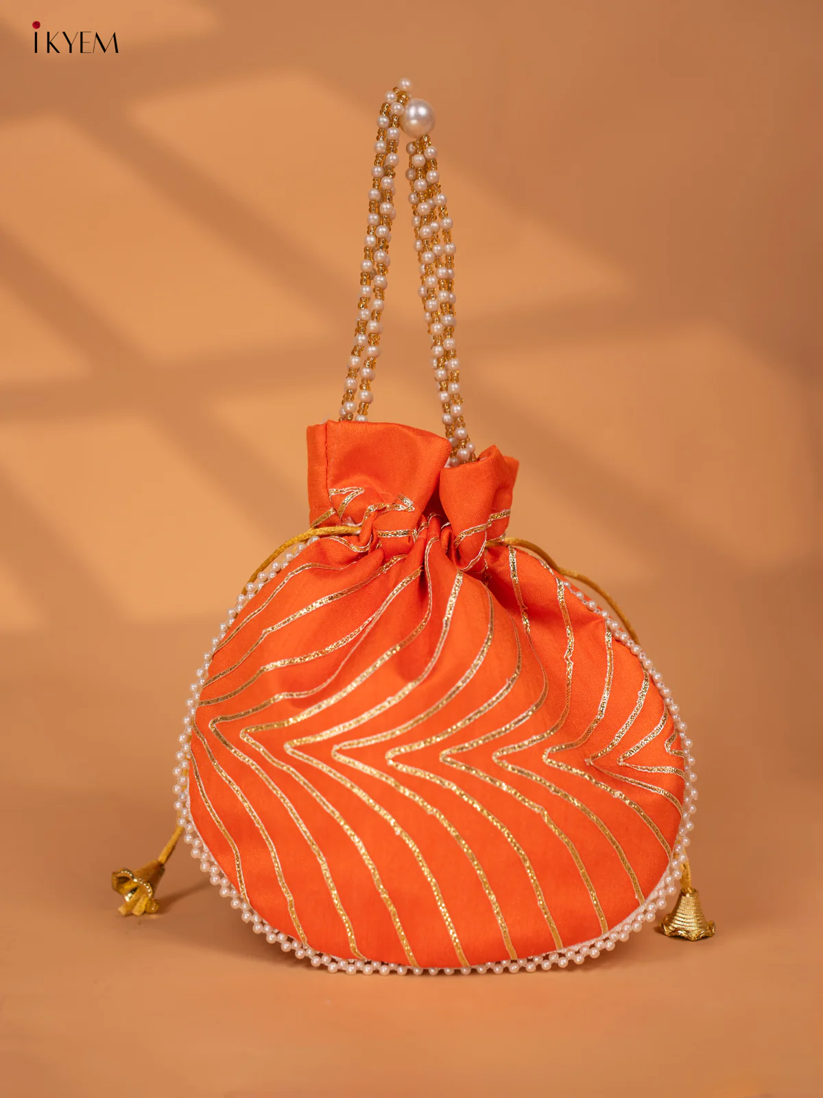 Assorted Raw Silk Embroidered Potli Bags - KC28117