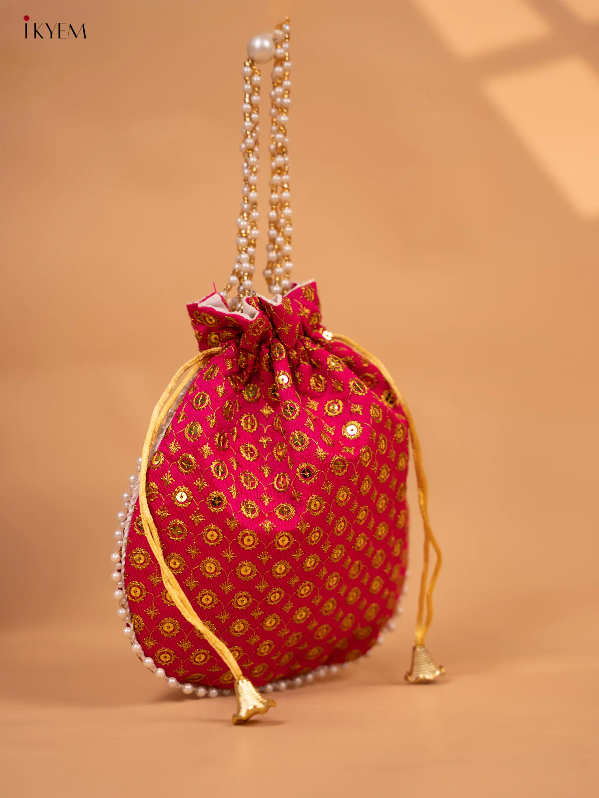 Potli bags with gold Zari work & Beaded Handle - KC29127 - Image 10