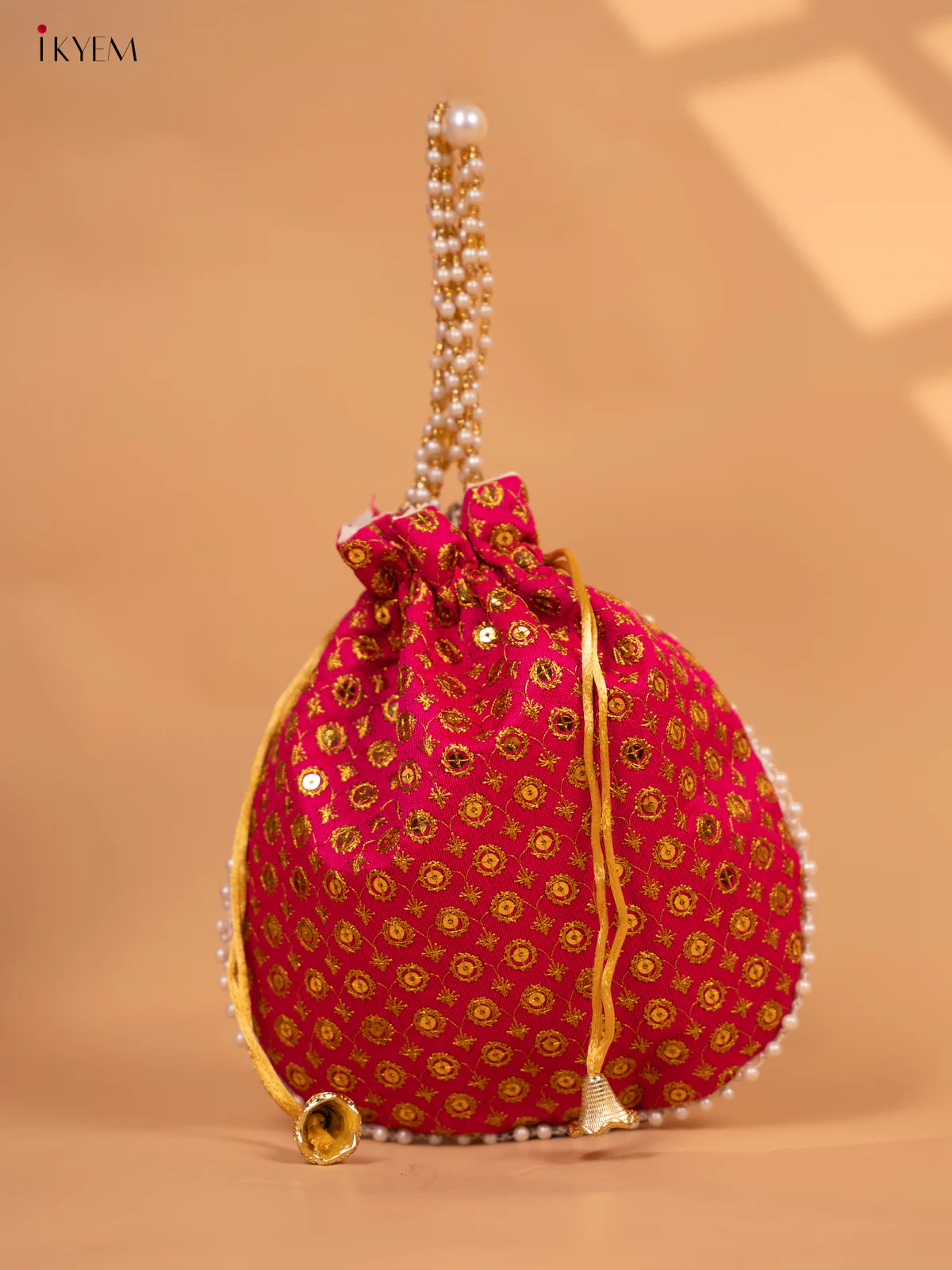 Potli bags with gold Zari work & Beaded Handle - KC29127 - Image 11