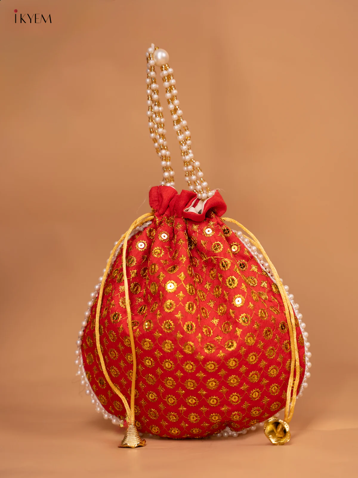 Potli bags with gold Zari work & Beaded Handle - KC29127 - Image 2