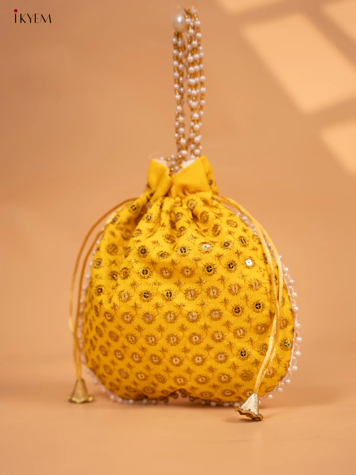 Potli bags with gold Zari work & Beaded Handle - KC29127 - Image 9