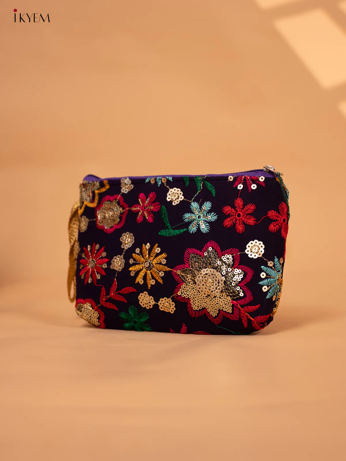 Sequin Embroidered Purse with Multicolor Floral Work - KC29111 - Image 10