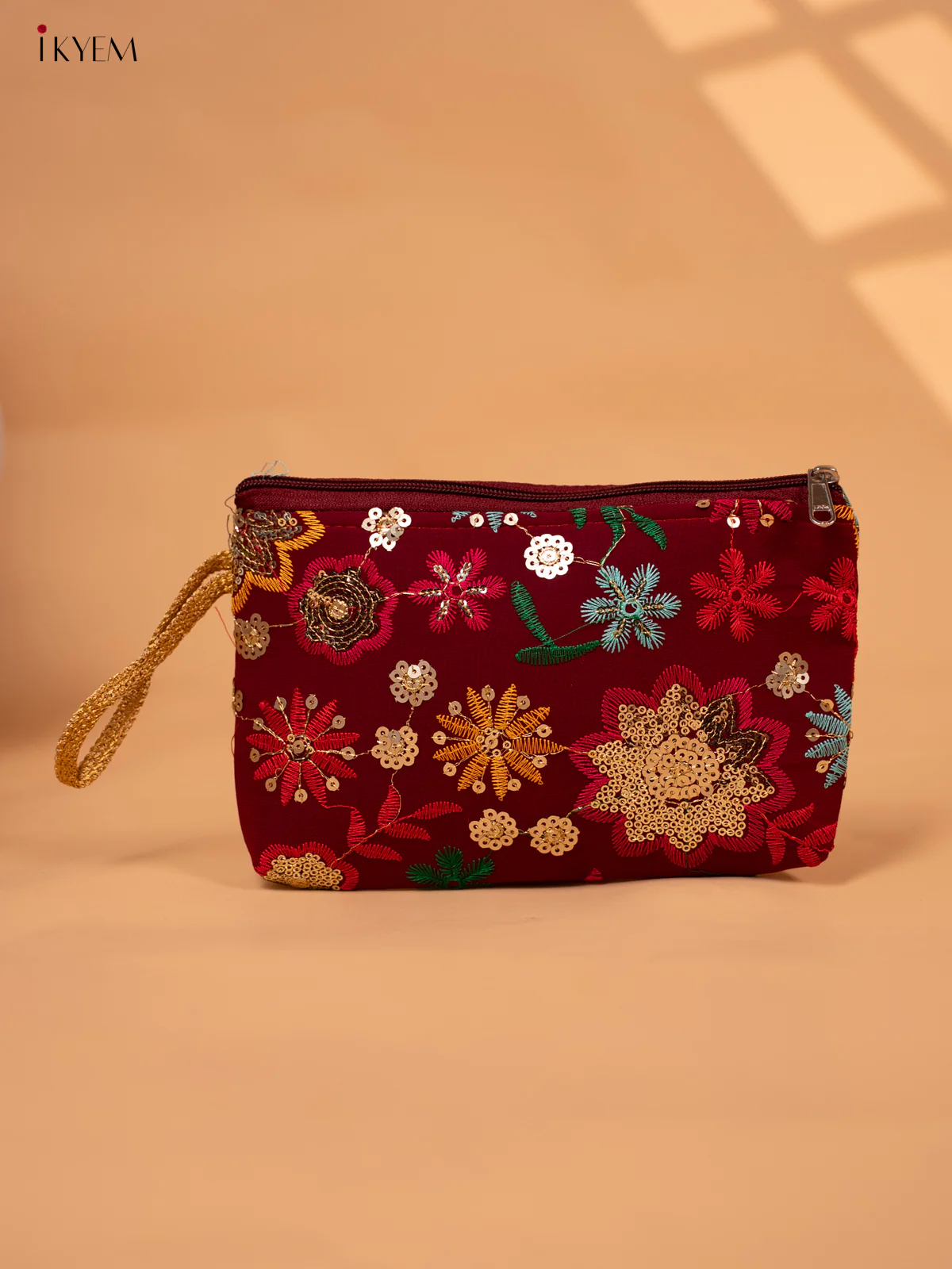 Sequin Embroidered Purse with Multicolor Floral Work - KC29111 - Image 2
