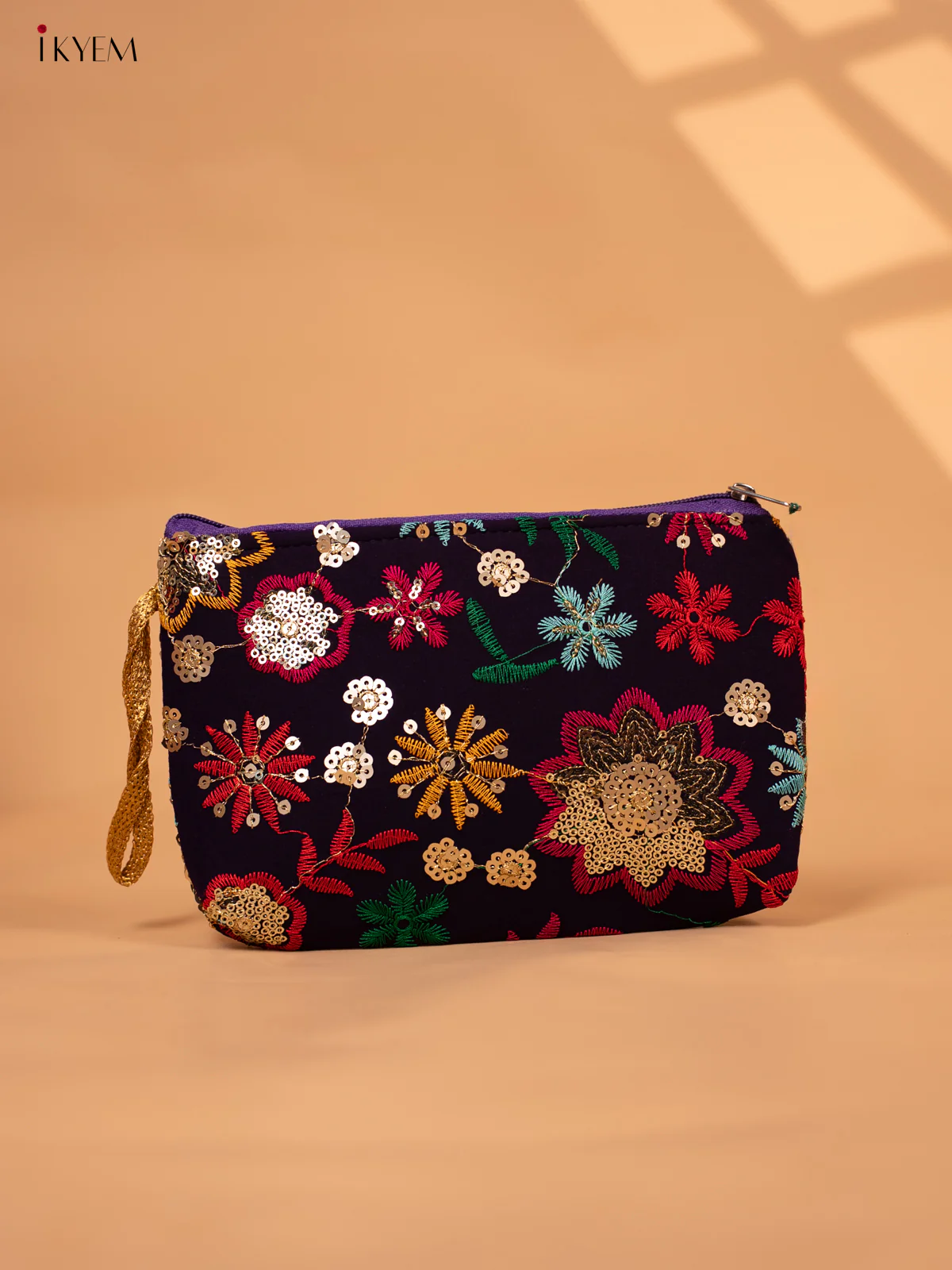Sequin Embroidered Purse with Multicolor Floral Work - KC29111 - Image 4