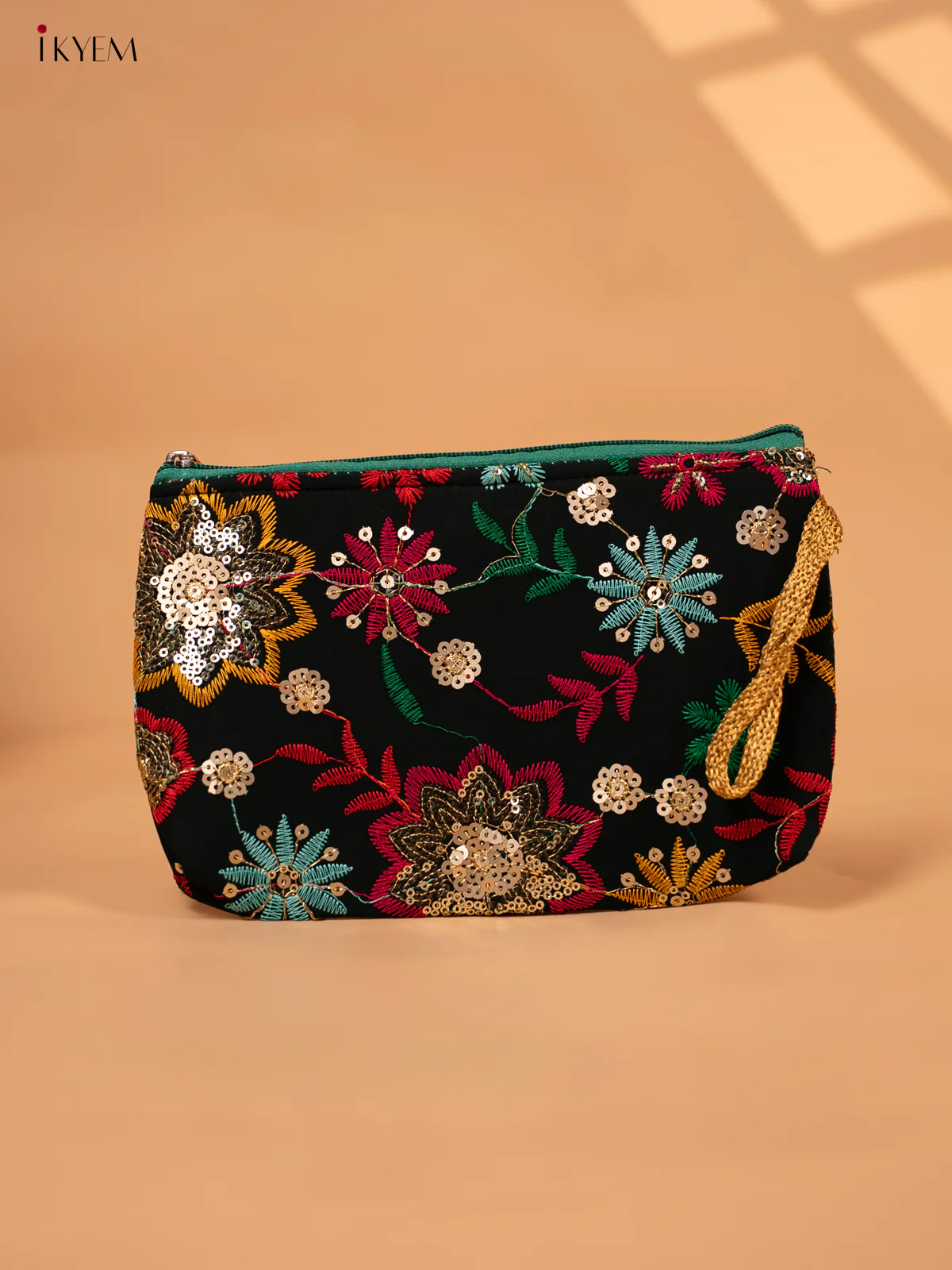 Sequin Embroidered Purse with Multicolor Floral Work - KC29111 - Image 5