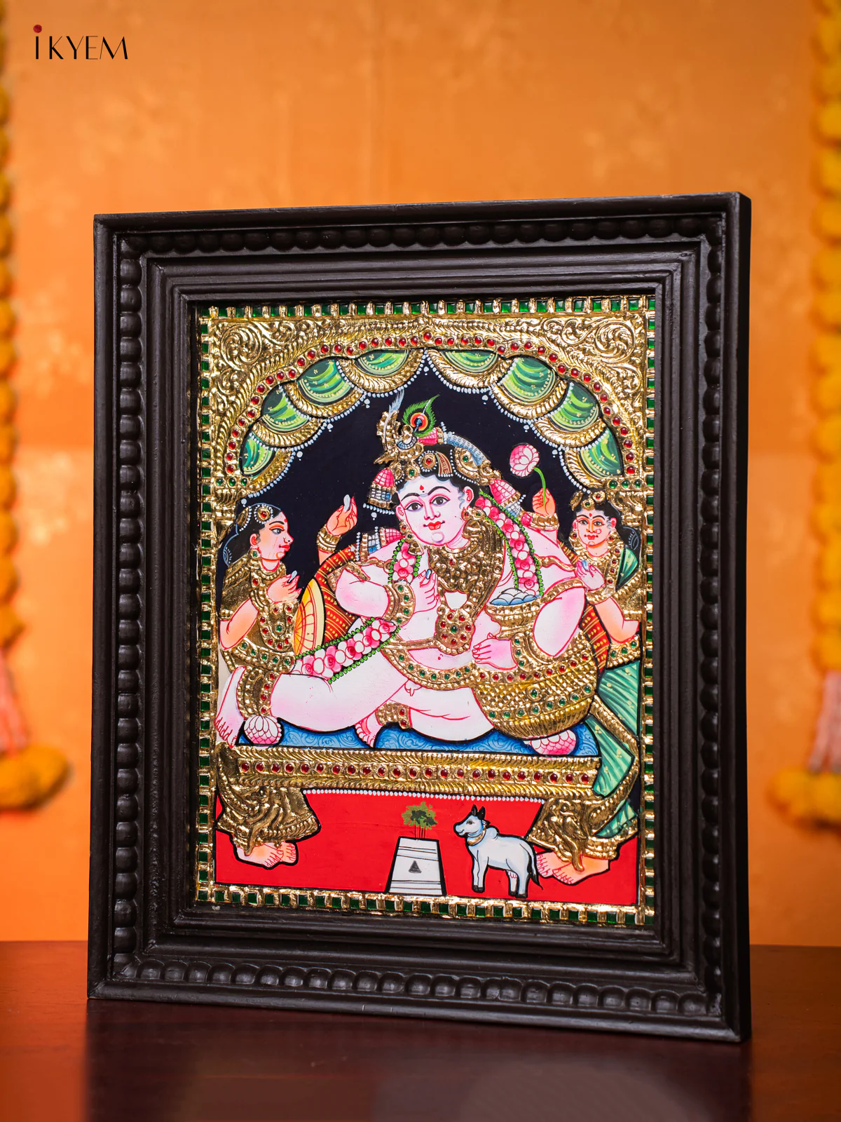 Cute Baby Krishna Tanjore painting (18*15) - KJ03227 - Image 2