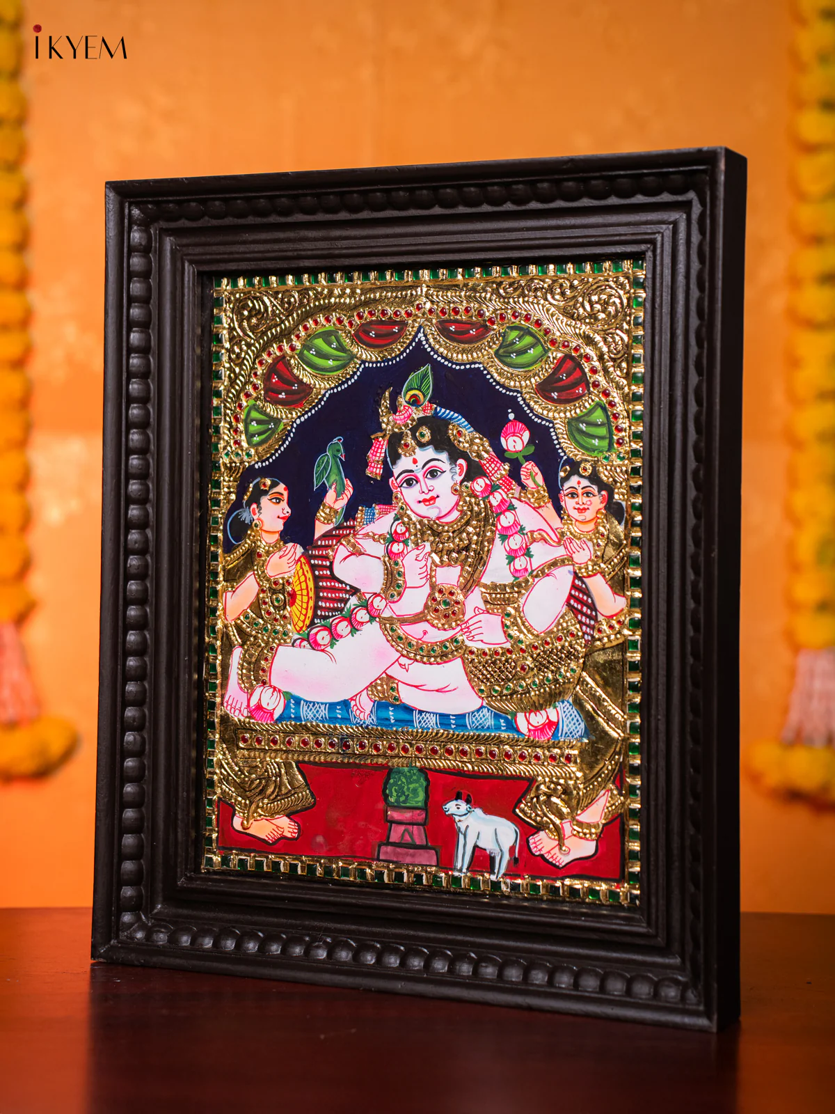 Divine Baby Krishna With Butter Pot Tanjore painting (18*15 Inches) - KJ03228 - Image 2