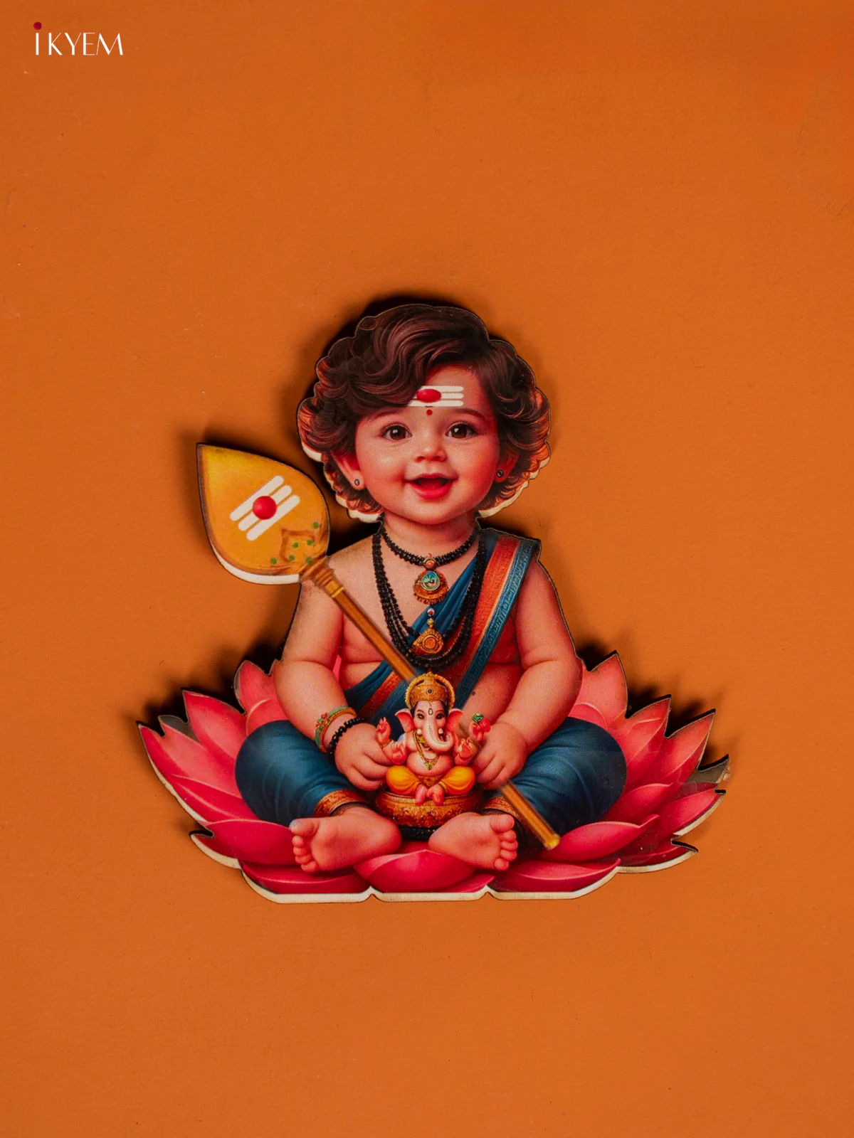 Baby Murugan Holding A small Ganesha Idol Printed Fridge Magnets - KF28126