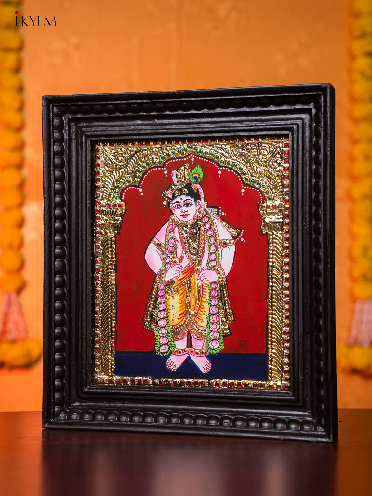 Lord Krishna Tanjore painting - (15x13) Inch - KJ03191 - Image 2