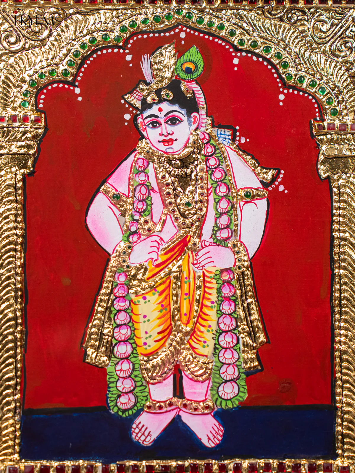 Lord Krishna Tanjore painting - (15x13) Inch - KJ03191 - Image 3