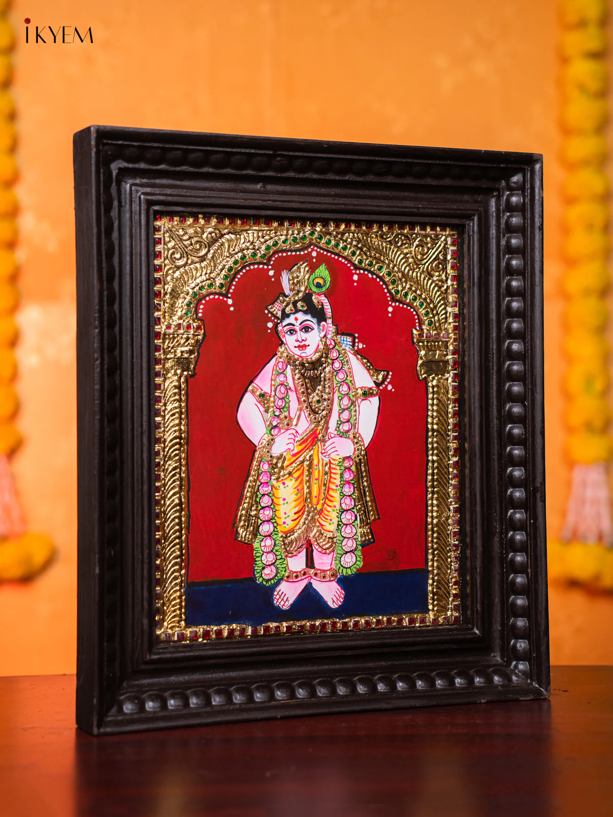 Lord Krishna Tanjore painting - (15x13) Inch - KJ03191 - Image 4
